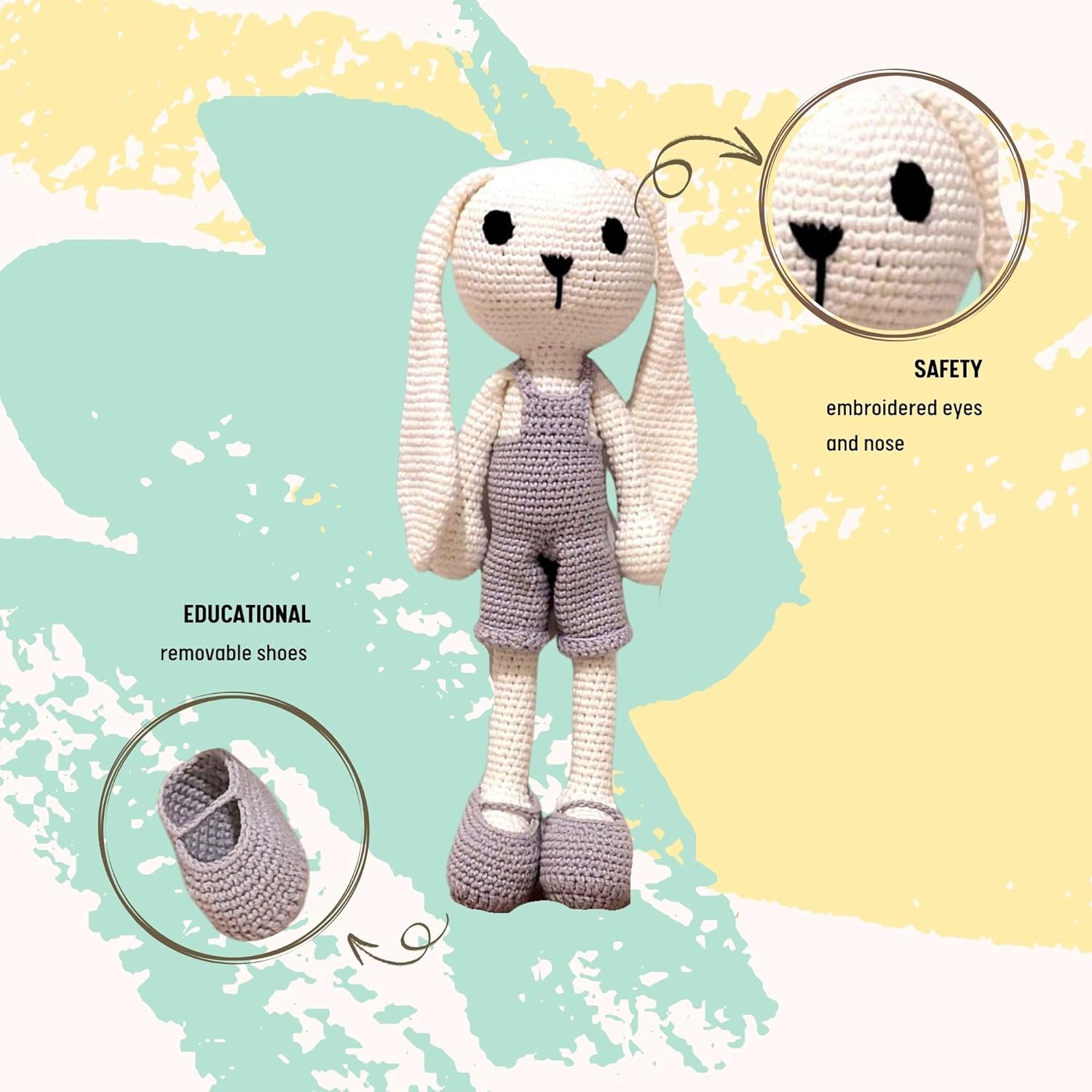 Handmade Cotton Crochet Bunny Toy 11 inches for Babies 1