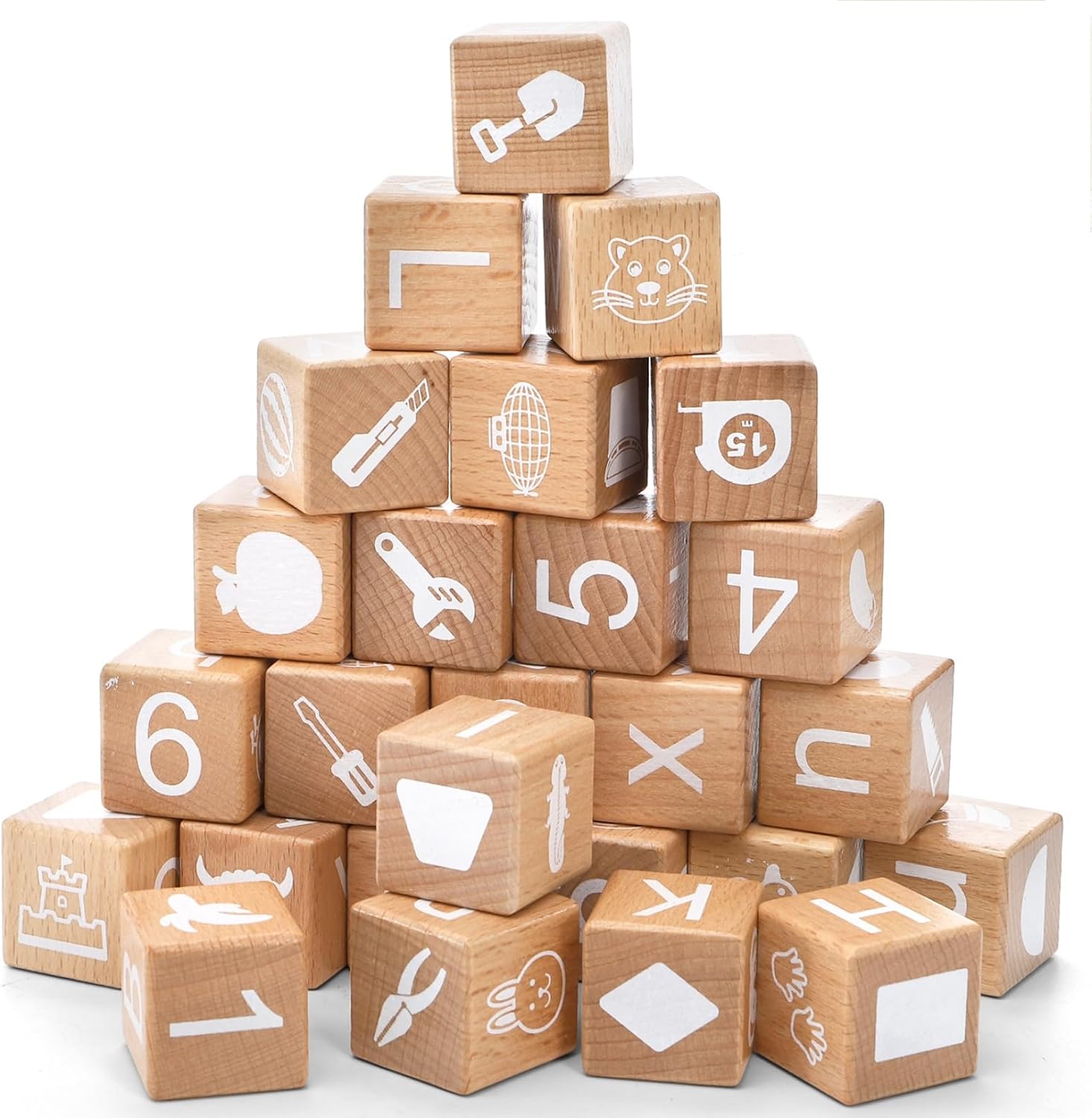 Peohud 26 Piece Wooden Alphabet Blocks for Kids