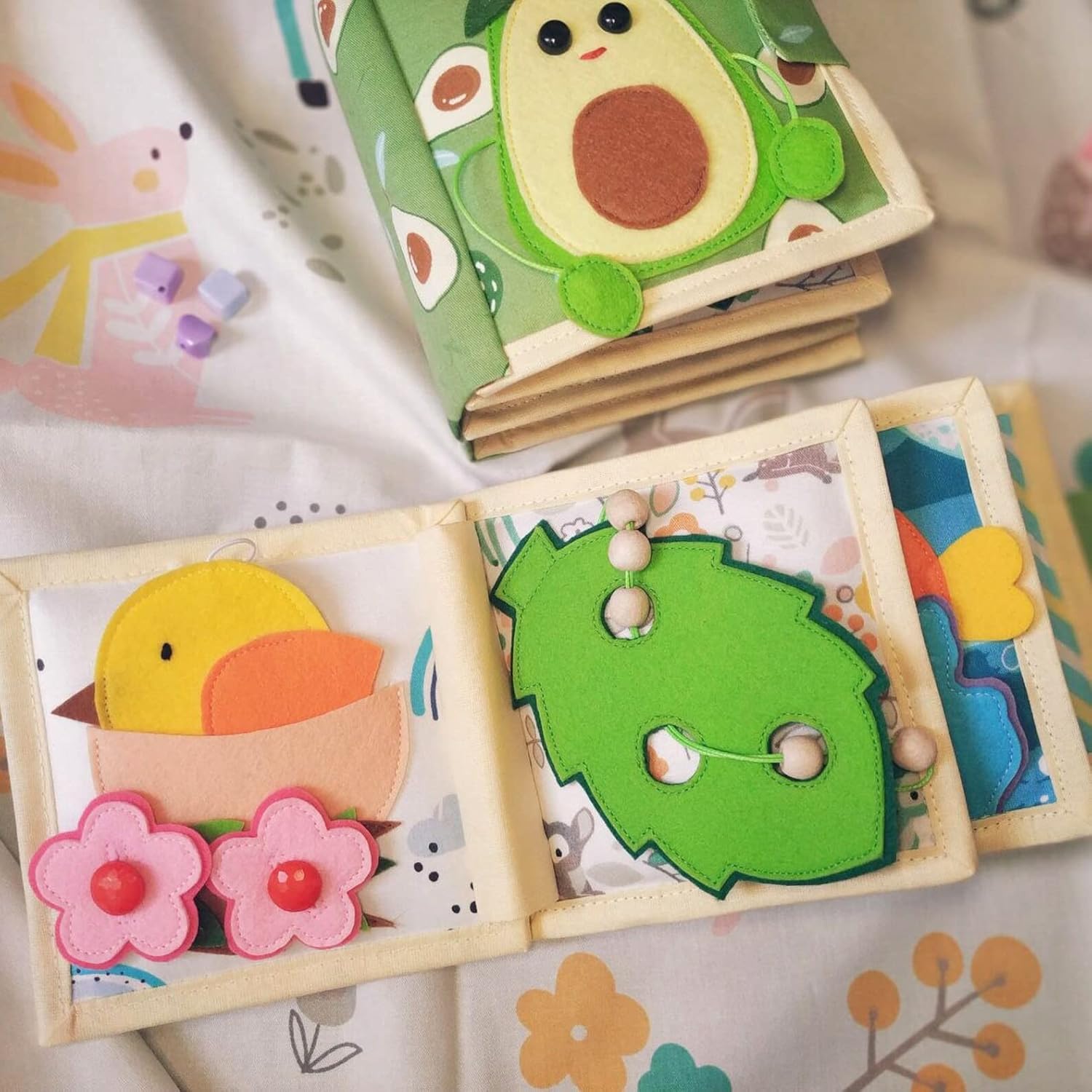 Avocado Quiet Baby Book Felt Montessori Toy