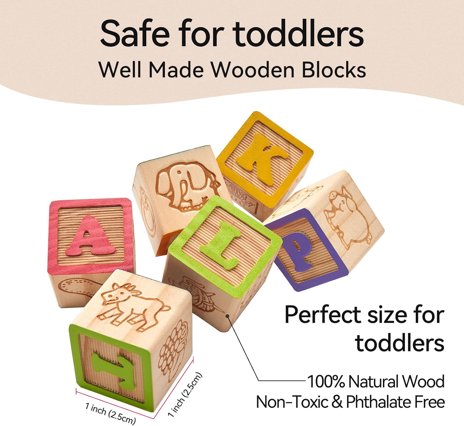 GIRAVO Rainbow ABC Wooden Stacking Blocks 26 Pcs