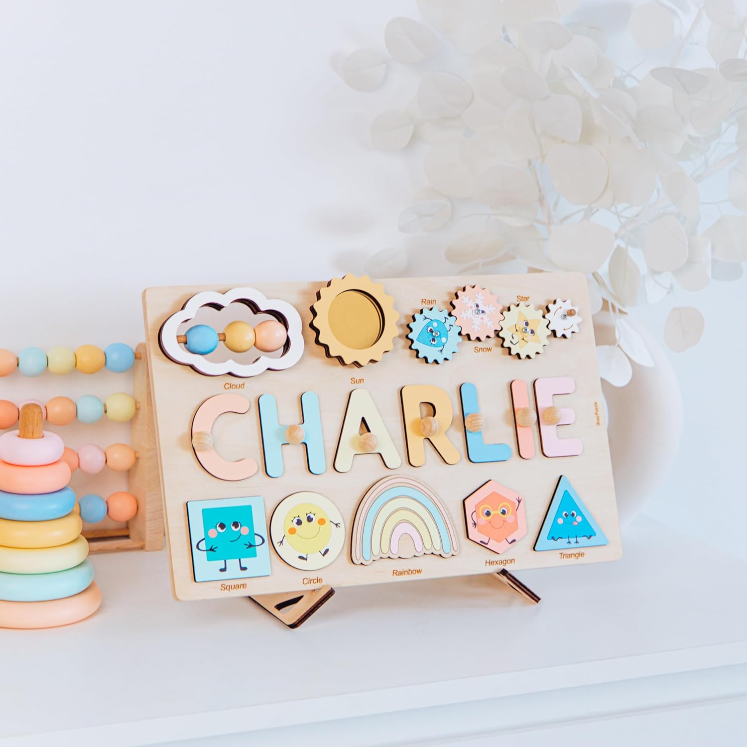 Personalized Wooden Name Puzzle for Kids 1-3 Years Old