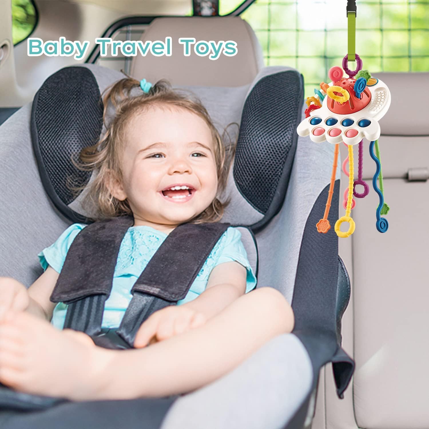 Oueyes Montessori Pull String Toy for 6-18 Months Babies