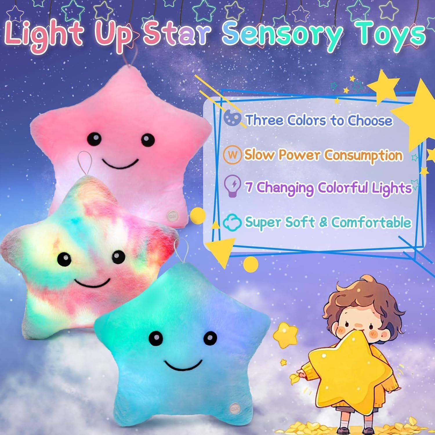 Subao Twinkle Star Plush Pillow Light Up Toy for Kids with Autism