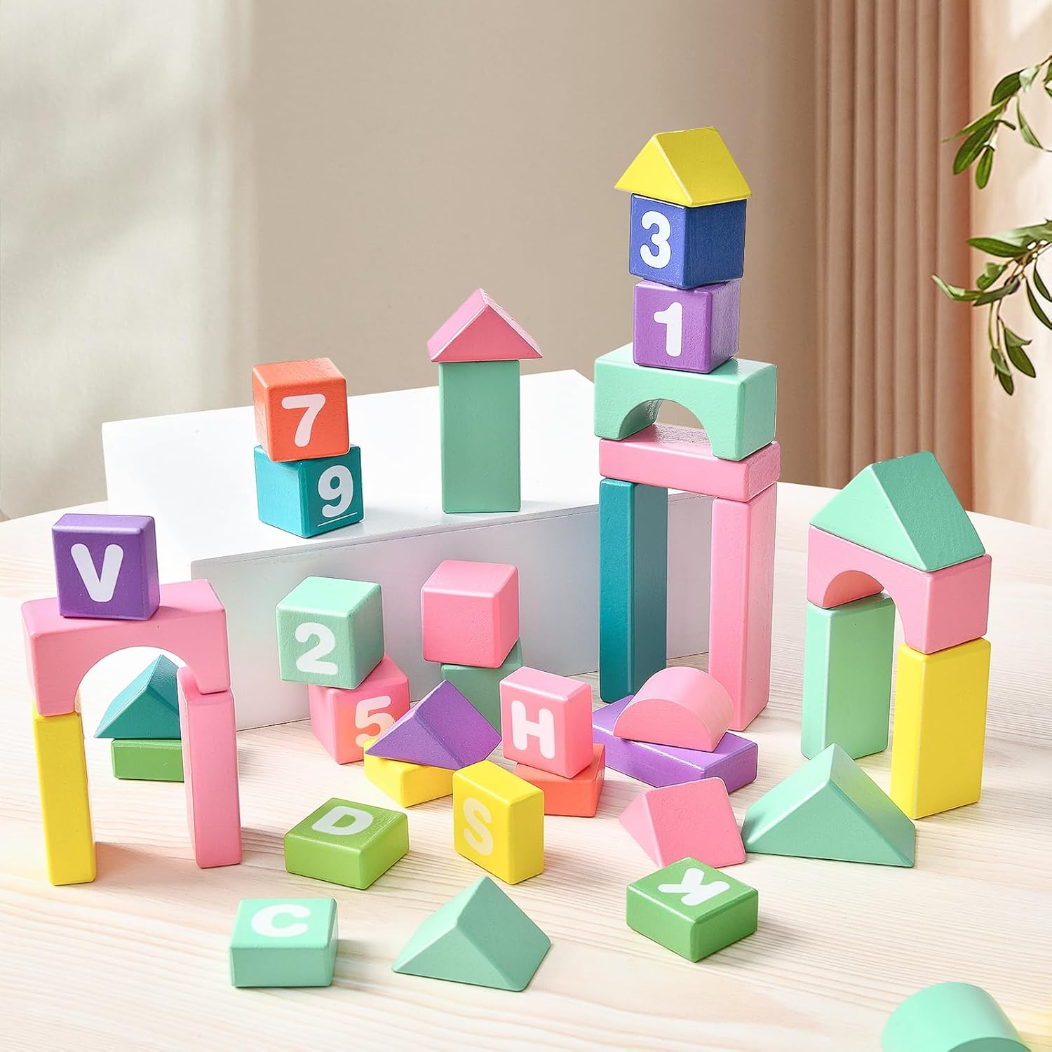 Lewo Wooden Stacking Blocks for Toddlers 1-3 Years