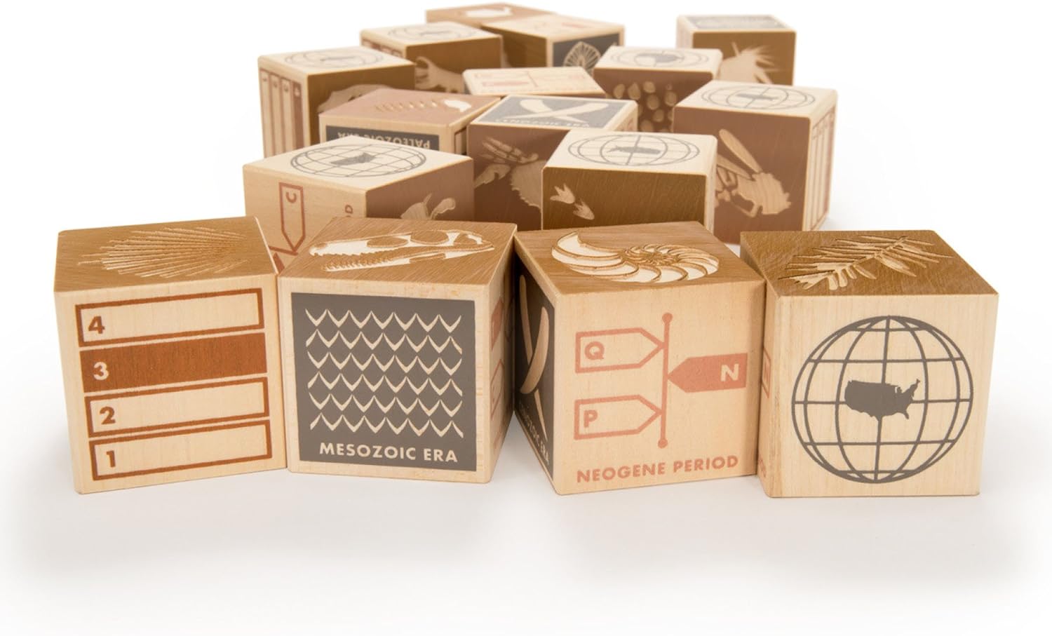 Uncle Goose Fossil Blocks - USA Made 175 Inch Cubes