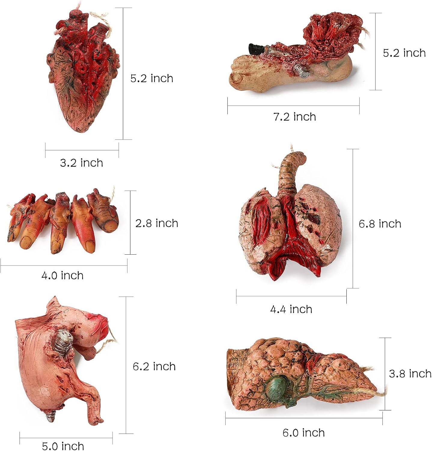 Lansian Halloween Blood Props 6pcs Body Parts