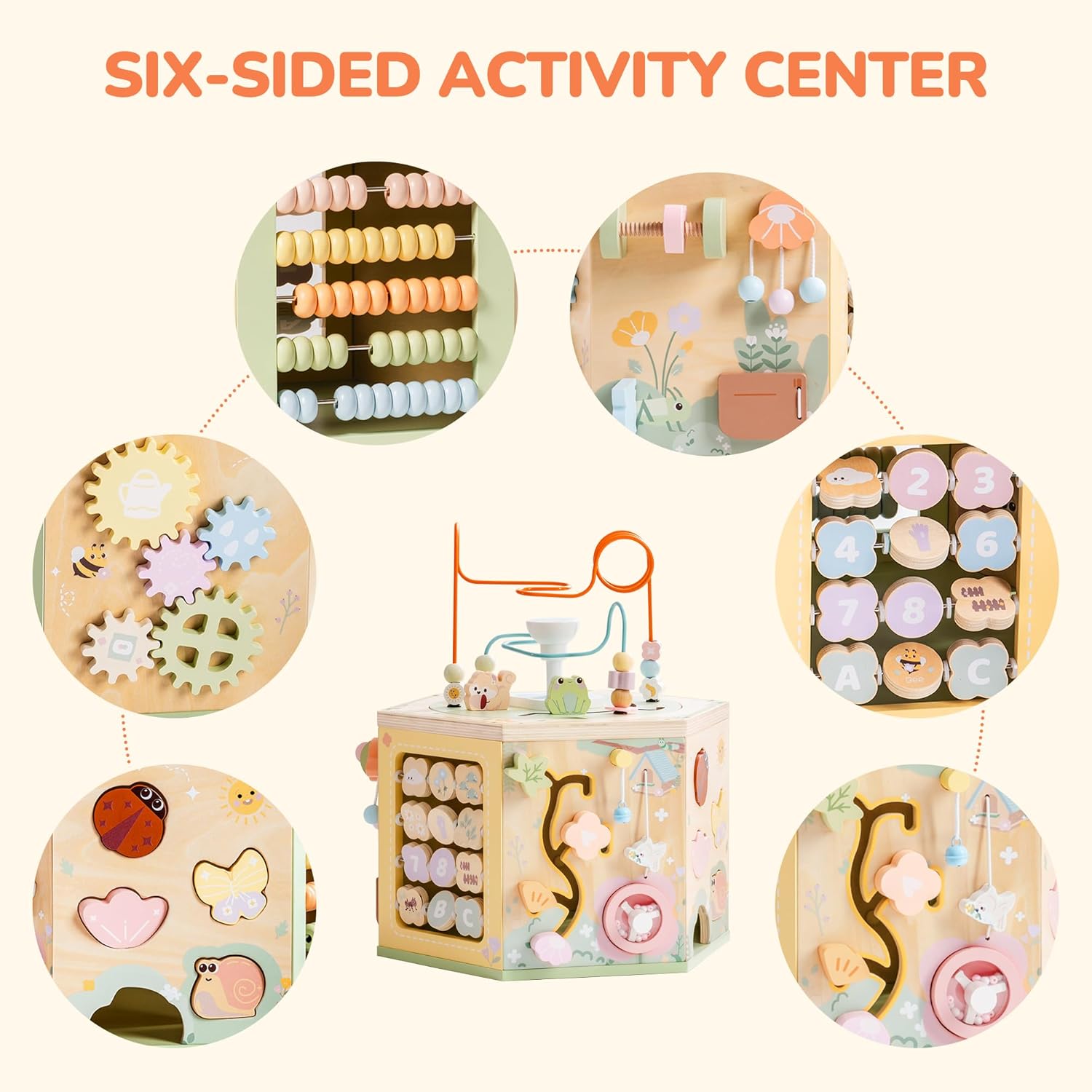 ROBUD Wooden Activity Cube 13-in-1 Montessori Toy for Toddlers