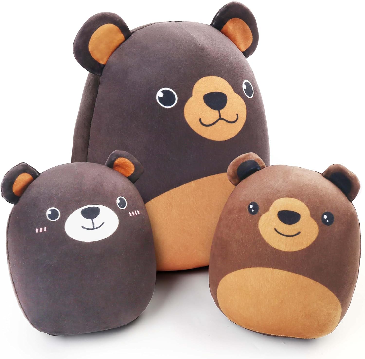 BenBen Bear Plush Toy Set of 3 12 and 7 Squishy Stuffed Animals