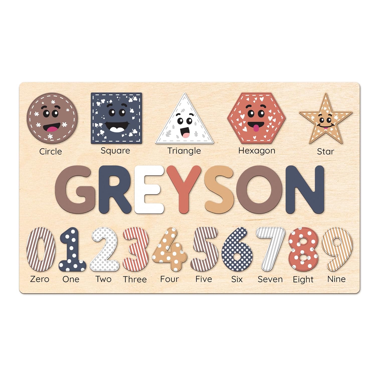 Personalized Wooden Shape Puzzle for Toddlers with Babys Name
