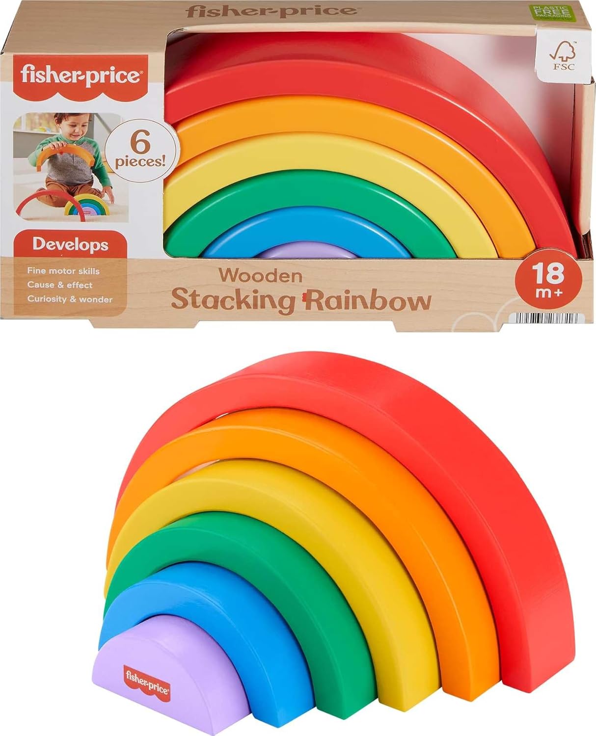 Fisher-Price Stacking Rainbow Blocks for Toddlers