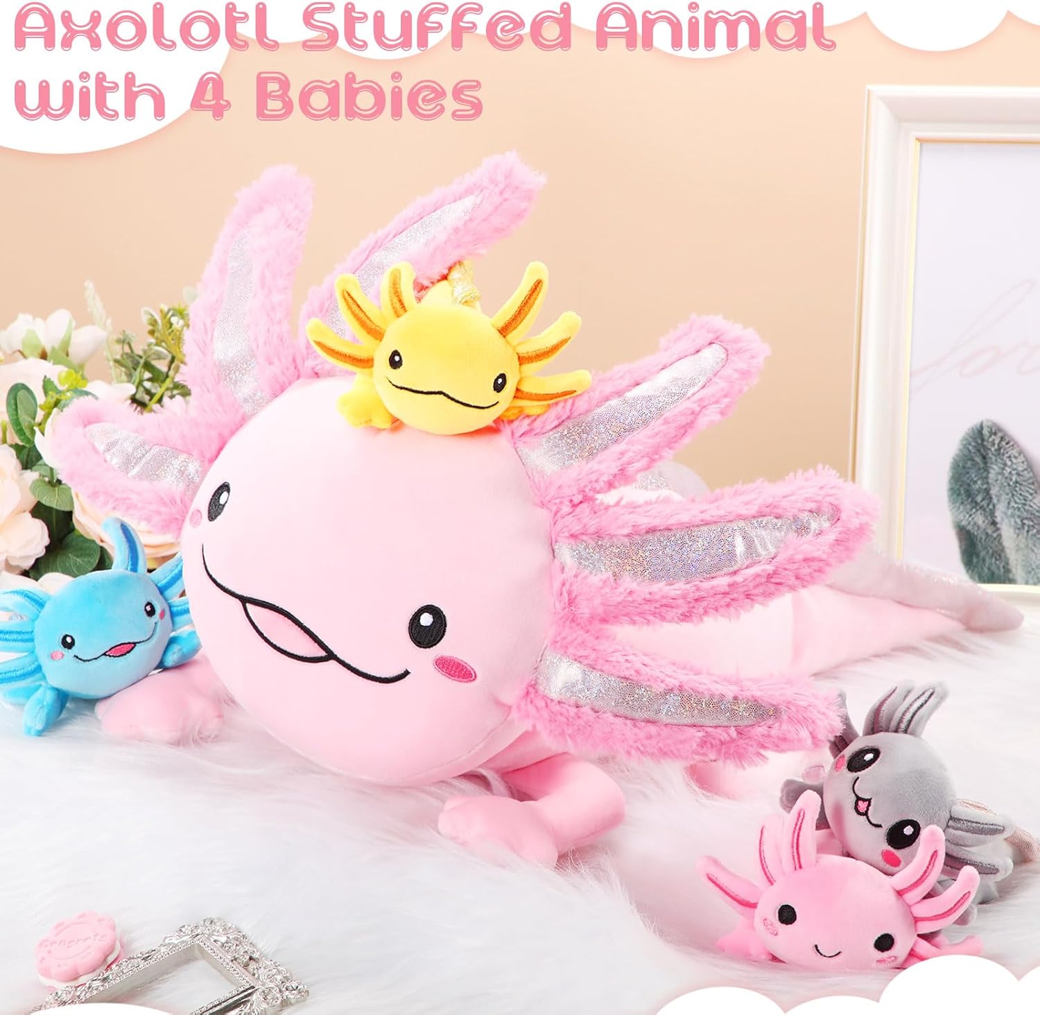 Aoriher Axolotl Plush Family Set Pink