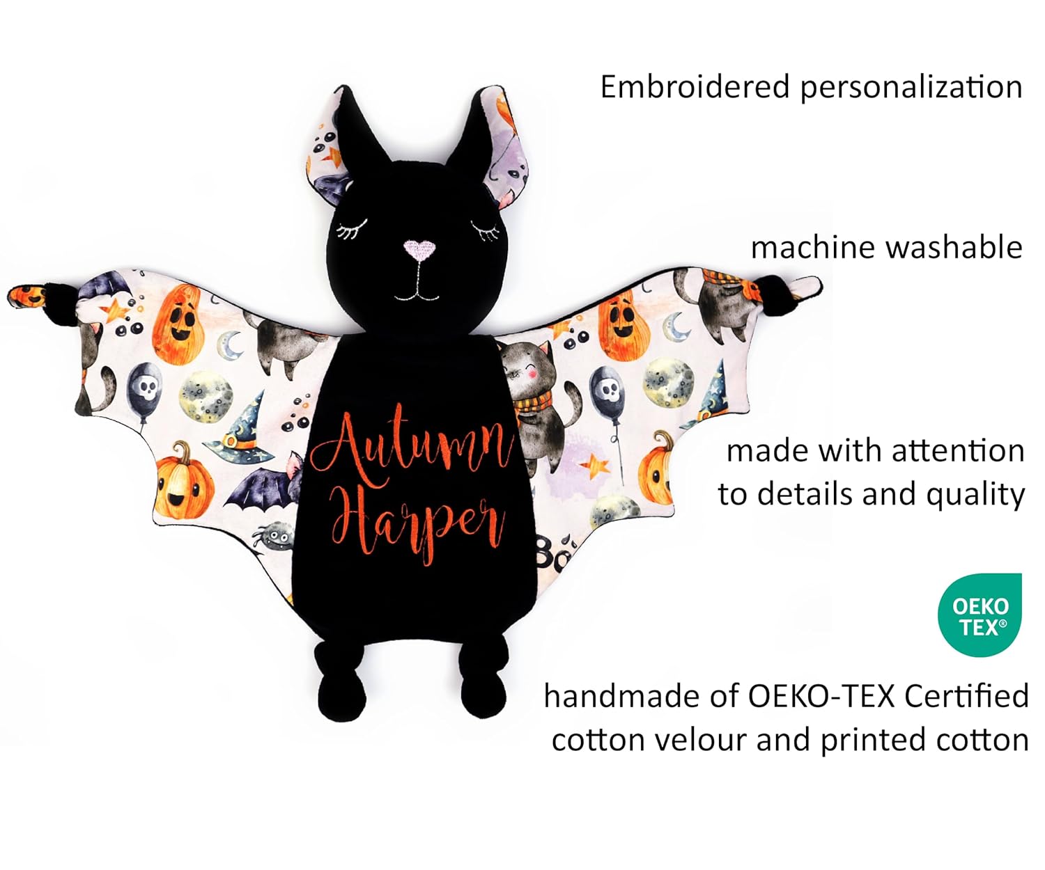 Halloween Baby Security Blanket Bat Plush