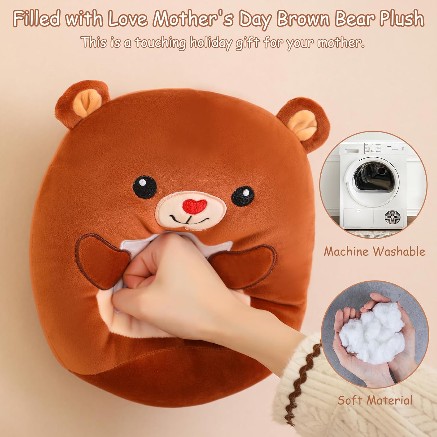 Finebee Brown Bear Plush Stuffed Animal 10 Inch
