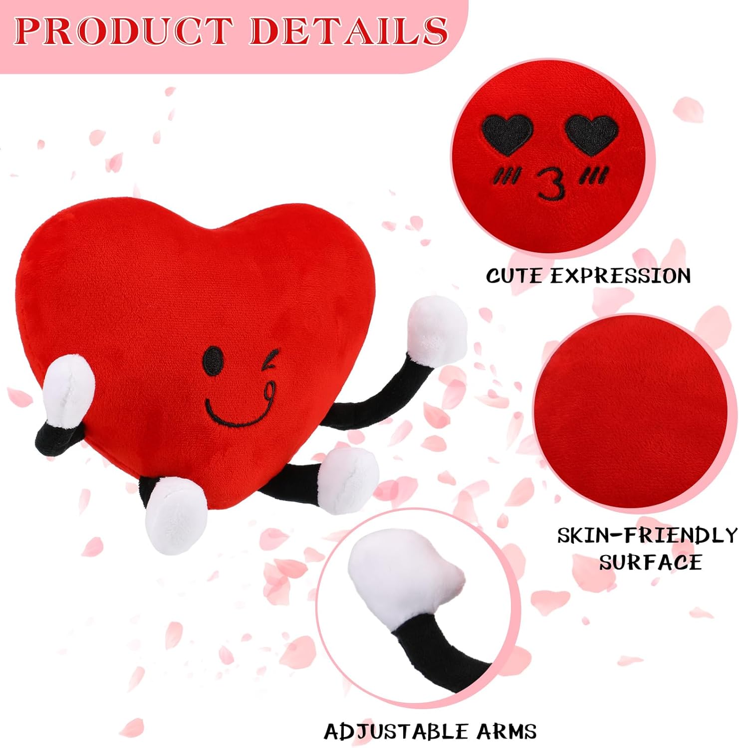 Syhood 4 Pcs Heart Plush Toys for Valentines Day Gifts