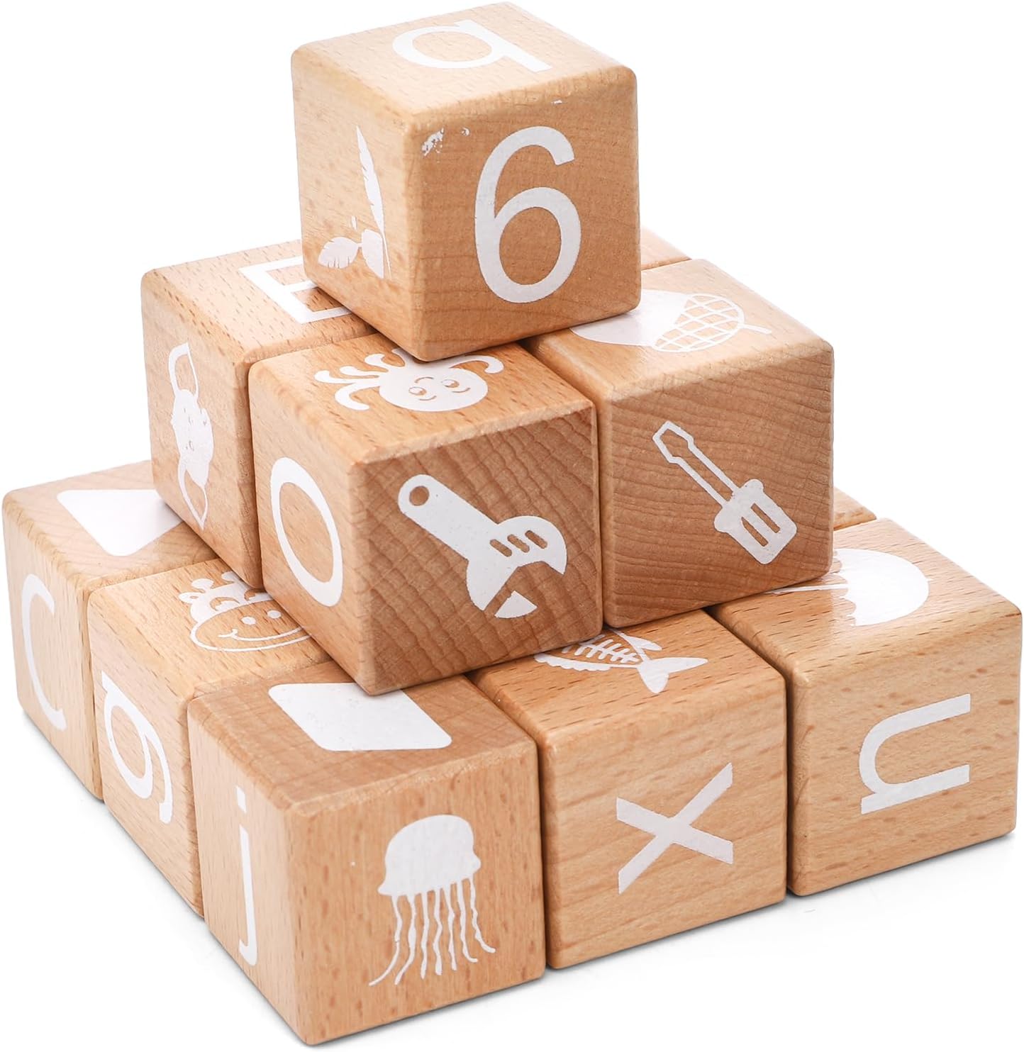 Peohud 26 Piece Wooden Alphabet Blocks for Kids