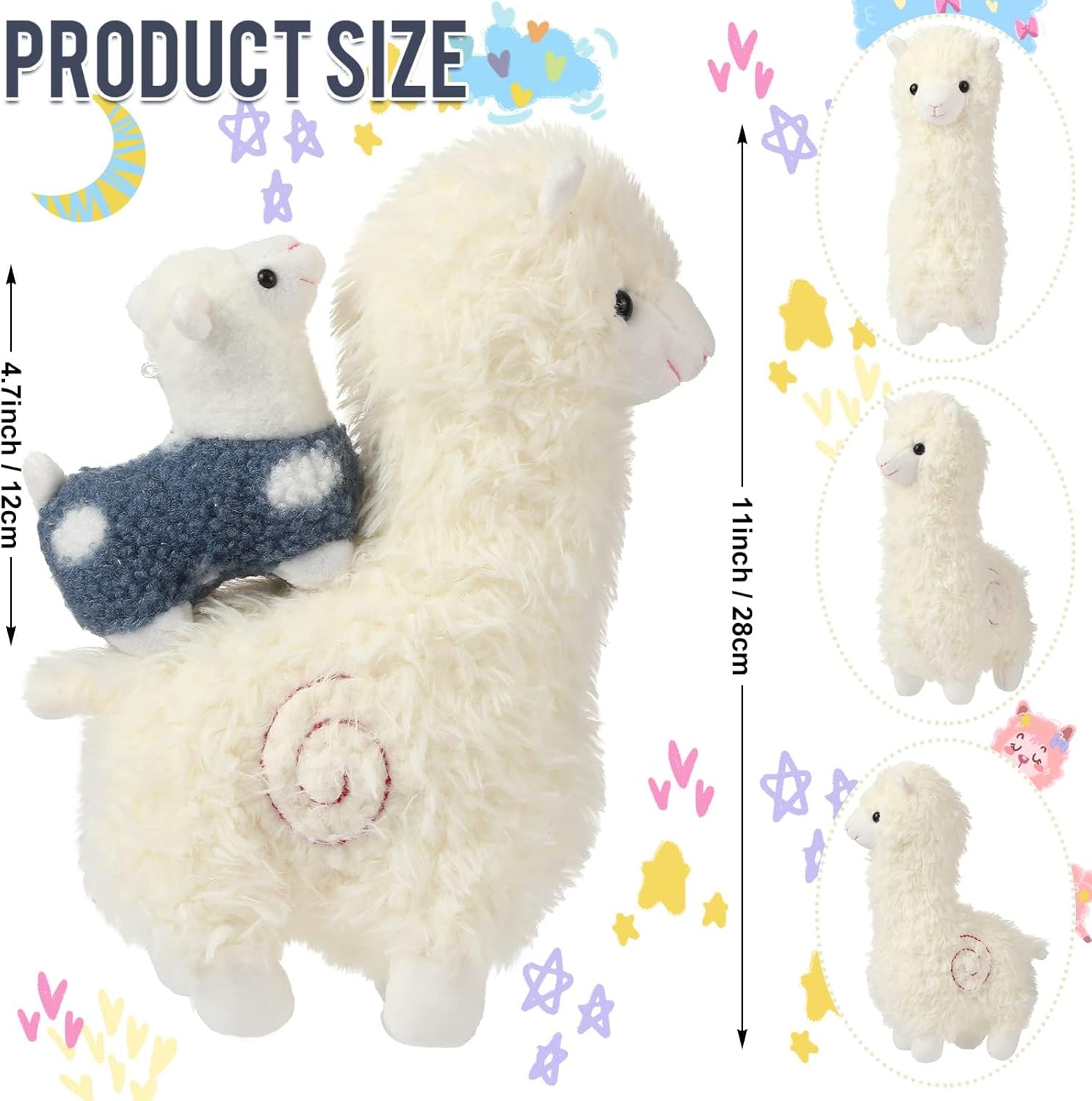 Civaner Llama Plush Set with 4 Baby Llamas Soft Kawaii Stuffed Animal Gift