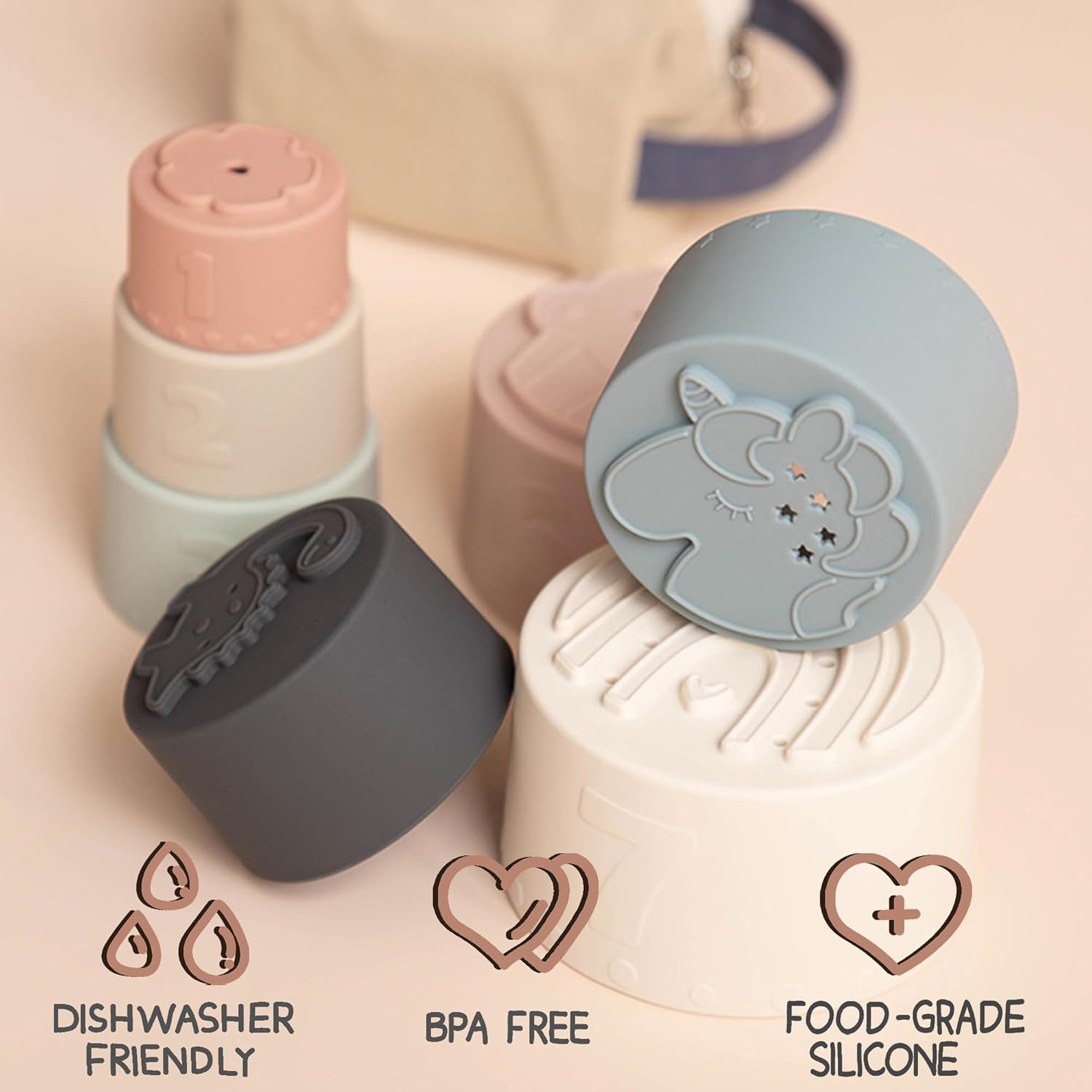 Moonkie Stacking Cups Toy for 6 Months 7 Piece Set 1