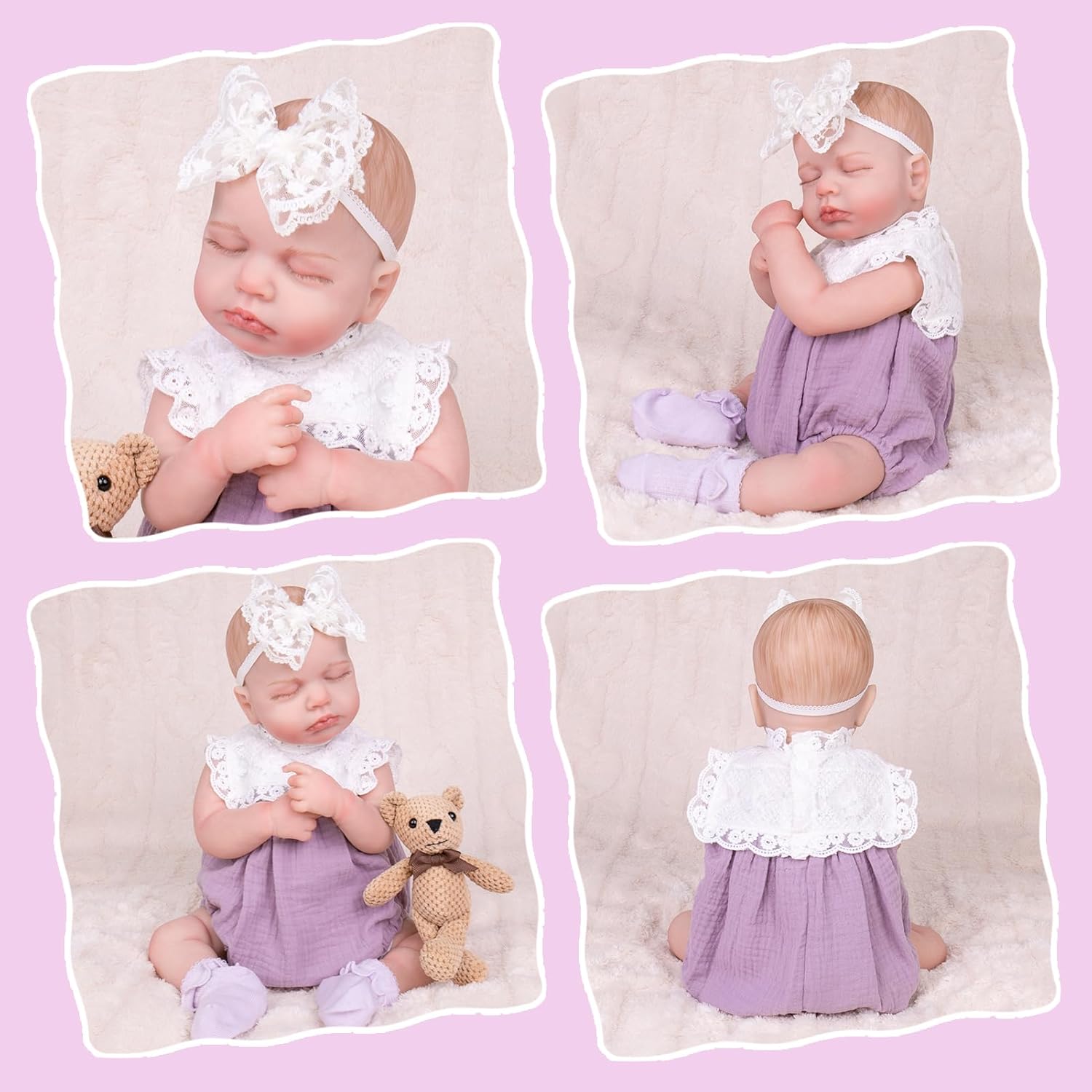 Aori Reborn Baby Doll Purple Outfit with Lace Headband