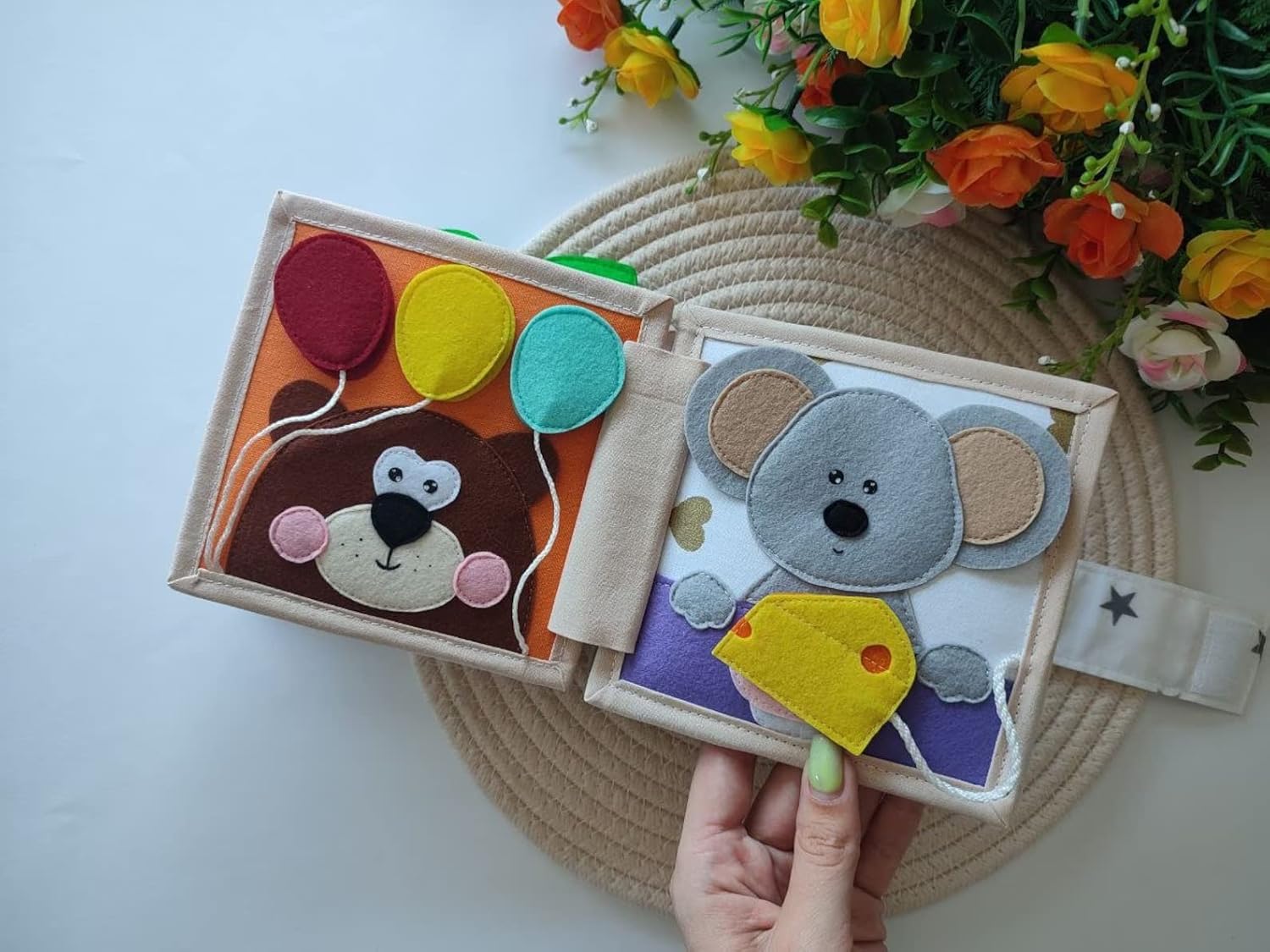 Quiet Baby Book Hedgehog Felt Toy for Fine Motor Skills