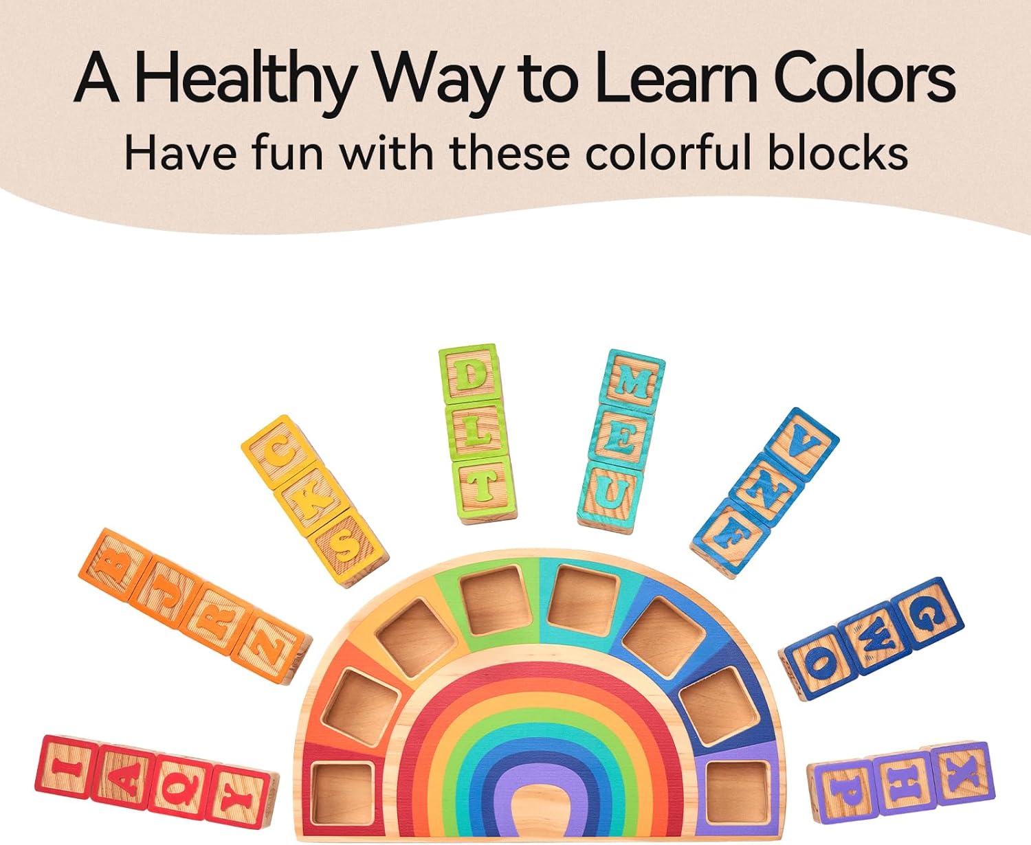 GIRAVO Rainbow ABC Wooden Stacking Blocks 26 Pcs