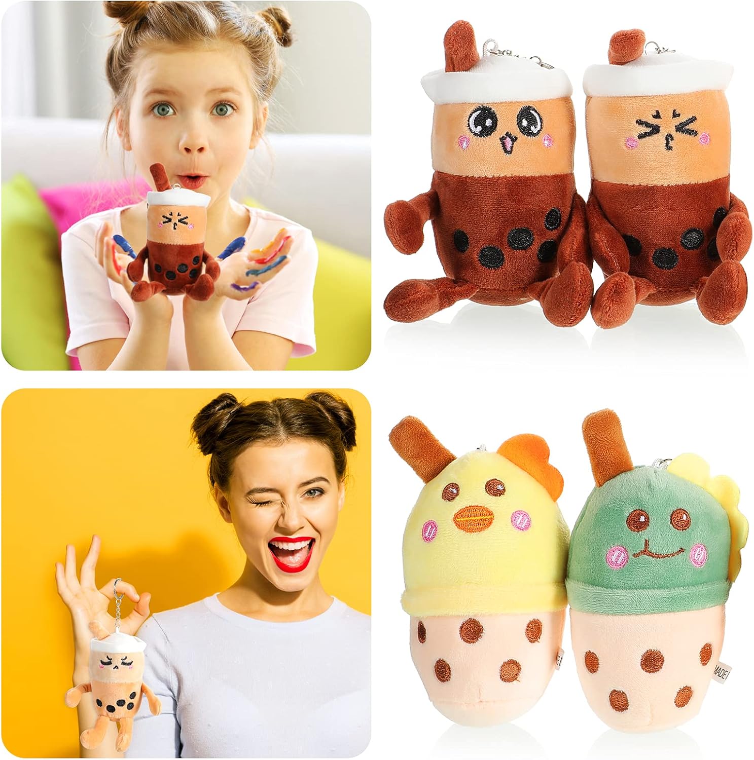 Skylety 8 Pieces 5 Inch Milk Tea Plush Toys Keychain