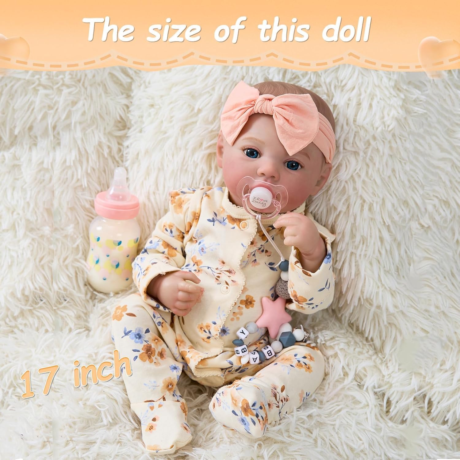 MYREBABY 17 Realistic Reborn Baby Girl Doll Set