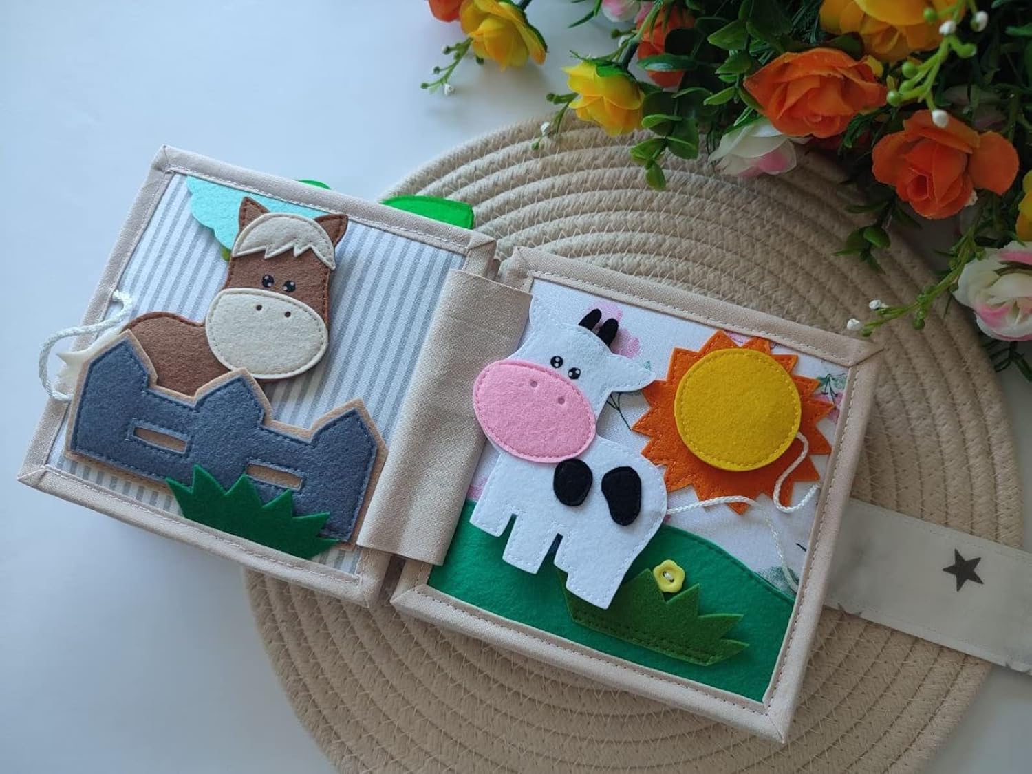 Quiet Baby Book Hedgehog Felt Toy for Fine Motor Skills