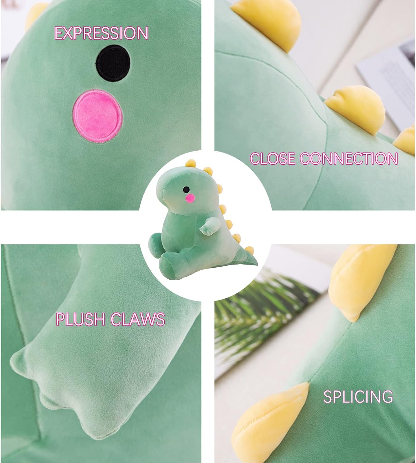 DUANMUL Cute Fat Dinosaur Plush Toy Green 8in
