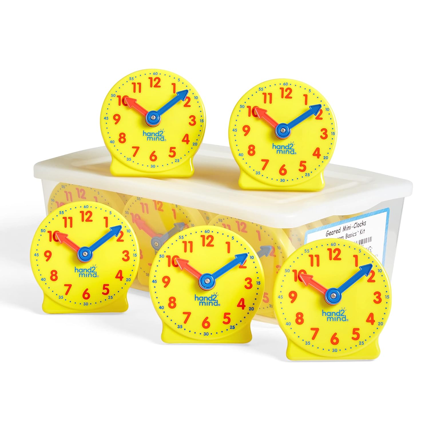 hand2mind Mini Geared Clock Set of 24 for Kids