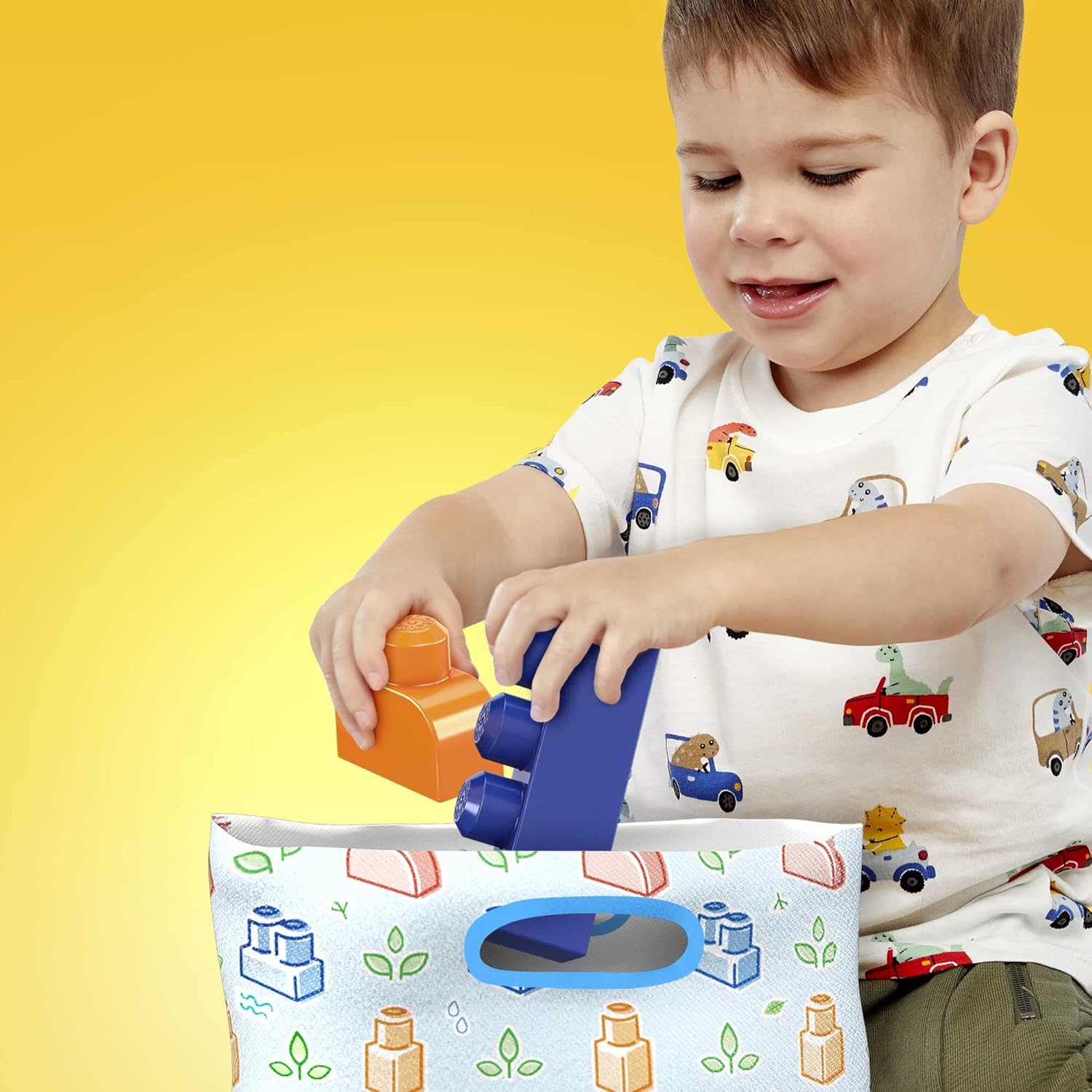 Fisher-Price Toddler Blocks Set with 60 Plant-Based Pieces Blue Ages 1