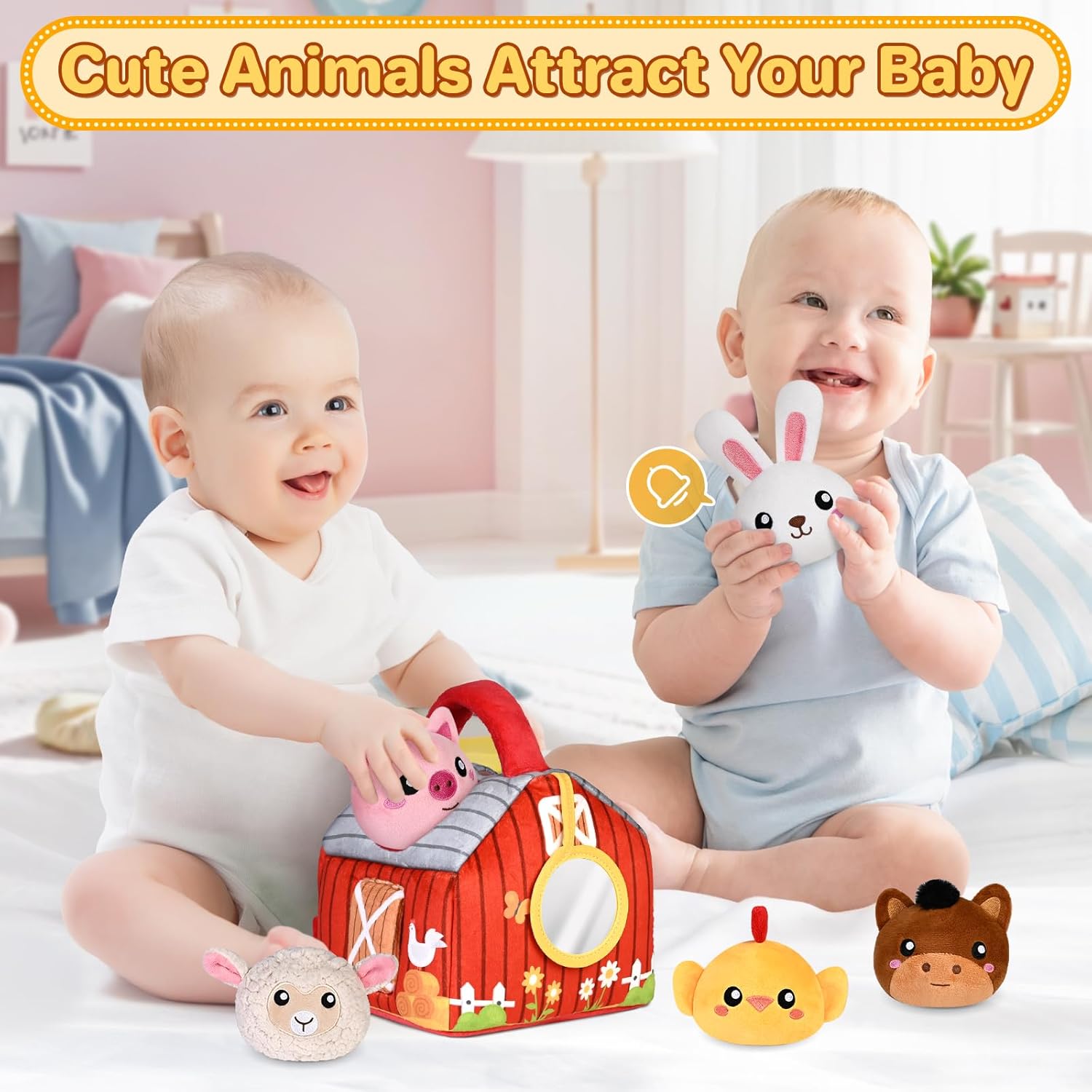 KMUYSL Plush Farm Animals Playset for Babies 0-3 Years