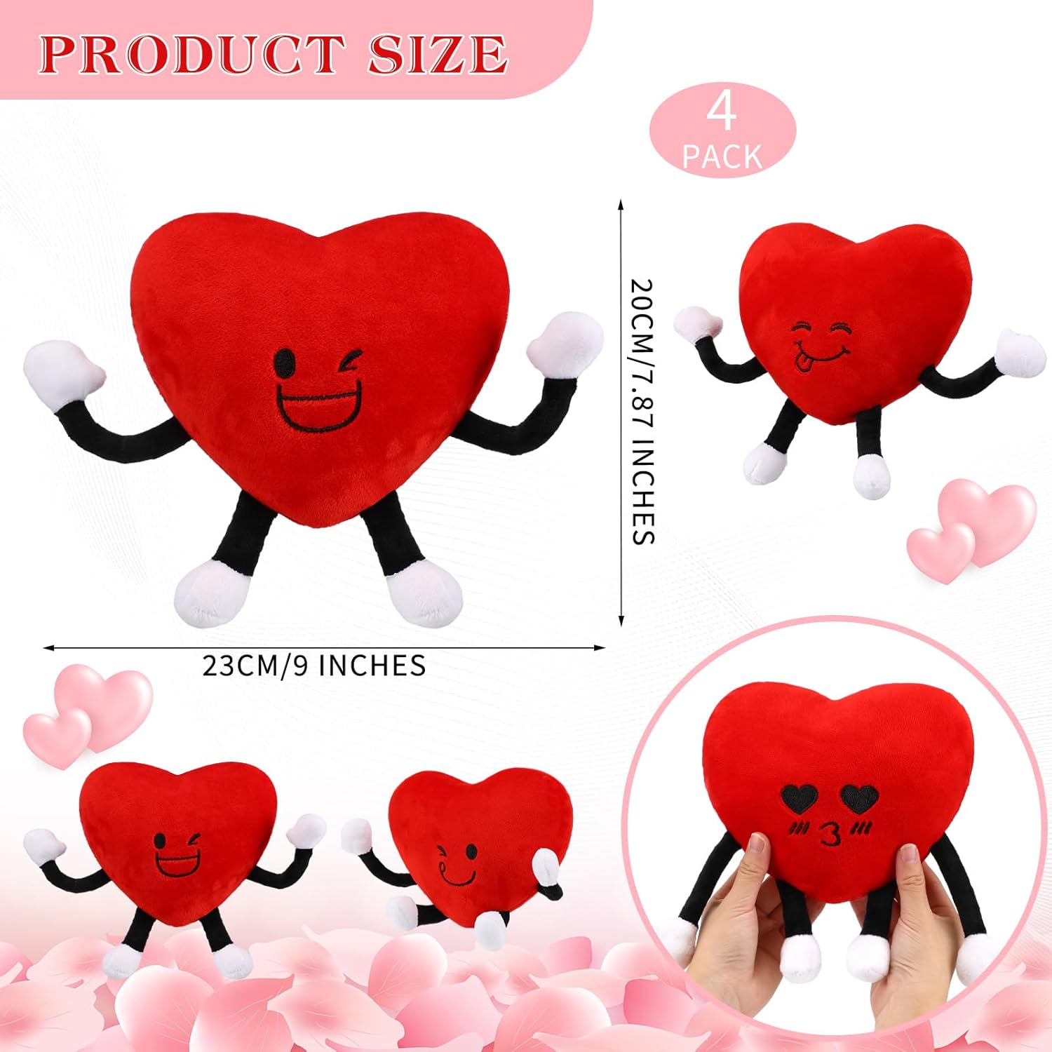 Syhood 4 Pcs Heart Plush Toys for Valentines Day Gifts