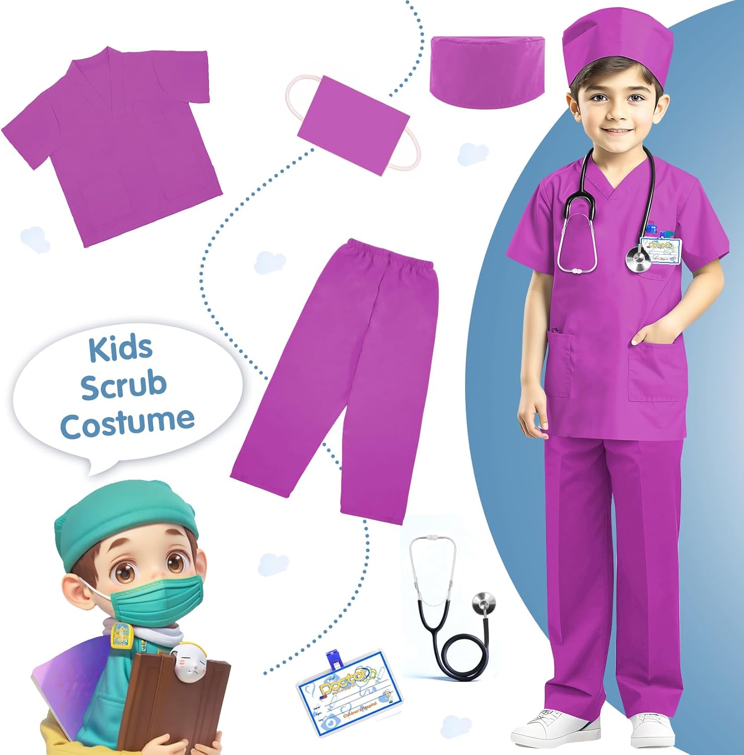 RioRand Doctor Costume for Kids 3-11 Years 1