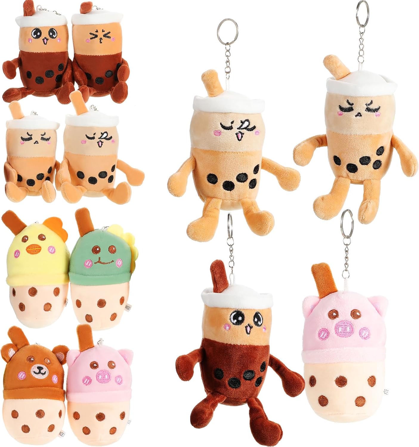 Skylety 8 Pieces 5 Inch Milk Tea Plush Toys Keychain