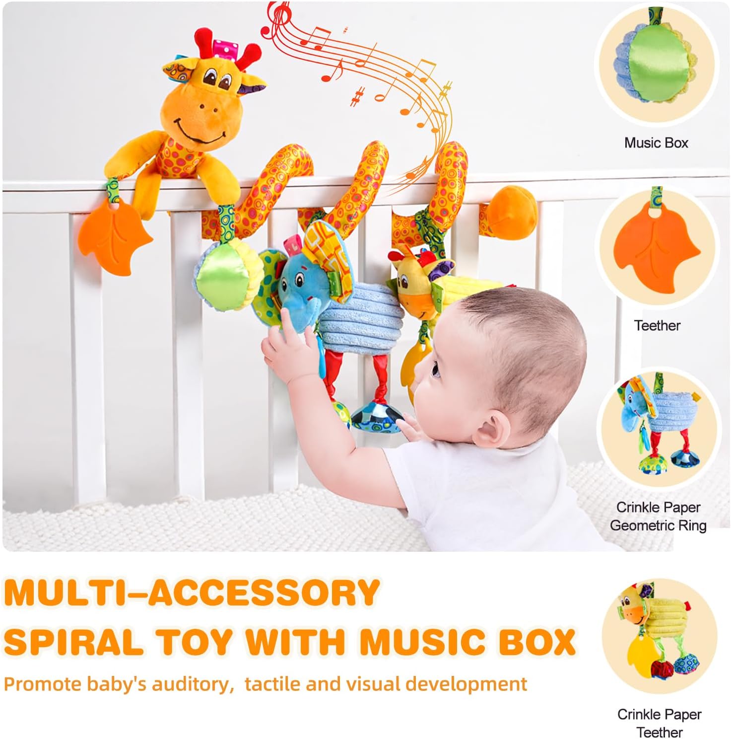 Jollybaby Giraffe Plush Carseat Toy for Infant 0-12 Months