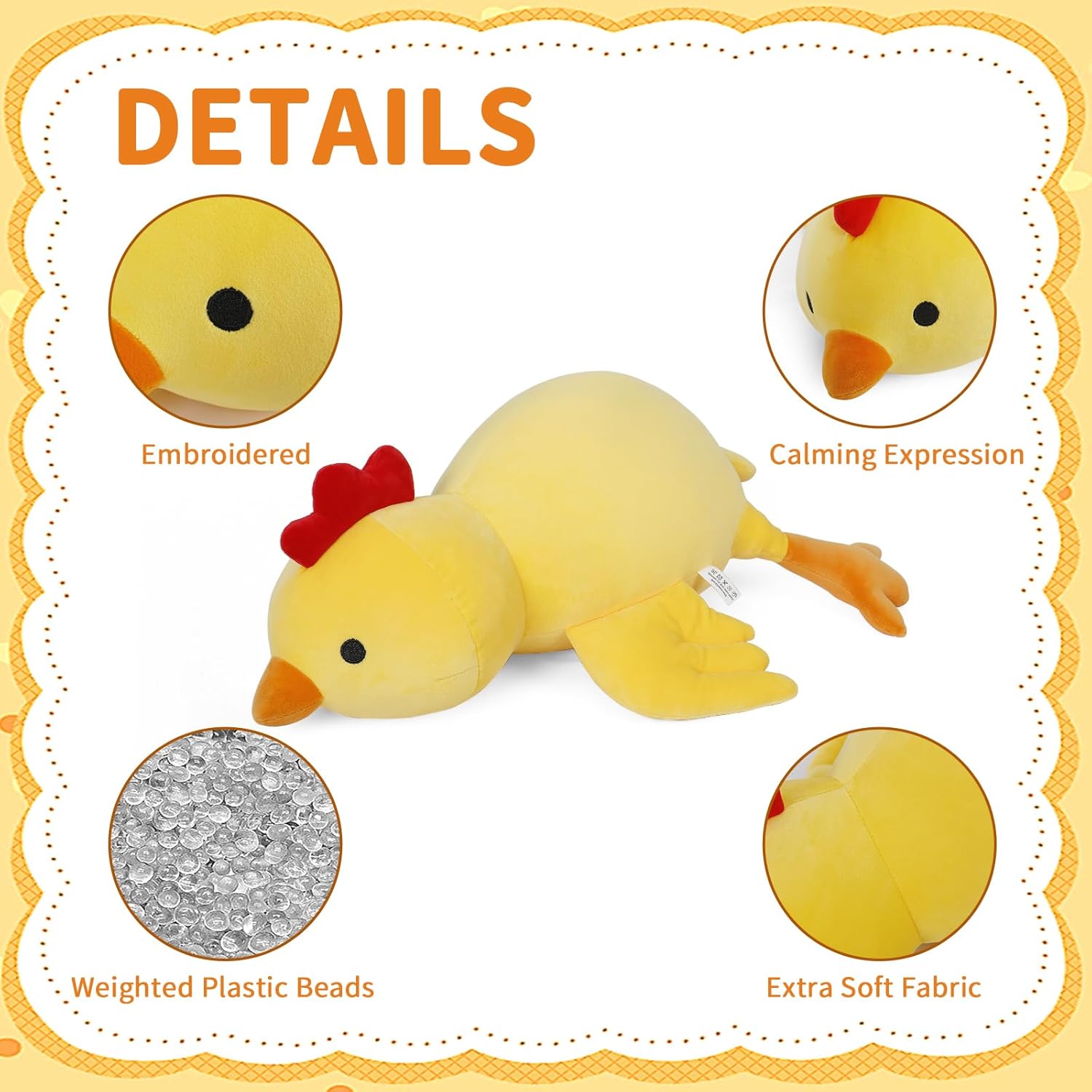 FLORVIV Weighted Chicken Plush Toy 24 42lb Yellow