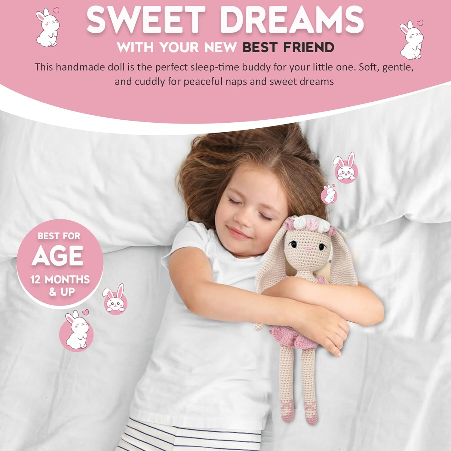 Ballerina Bunny Stuffed Toy for Kids Handmade Crochet Comfort Plush