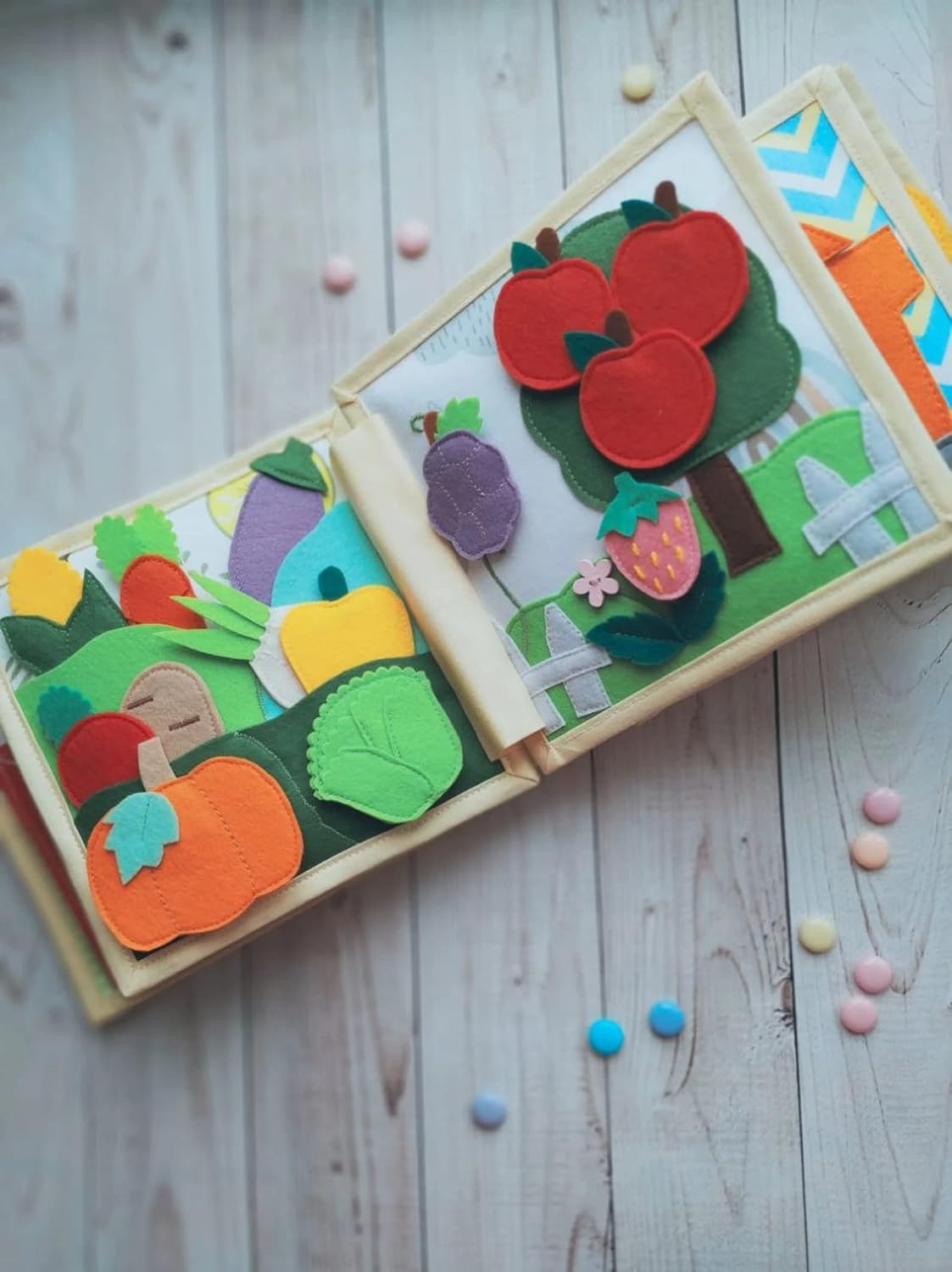 Handmade Animals Quiet Baby Book with Felt Puppets