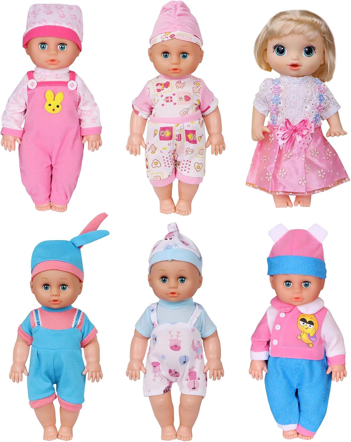 ARTST 12 Inch Baby Doll Clothes 6 Sets with 5 Hats