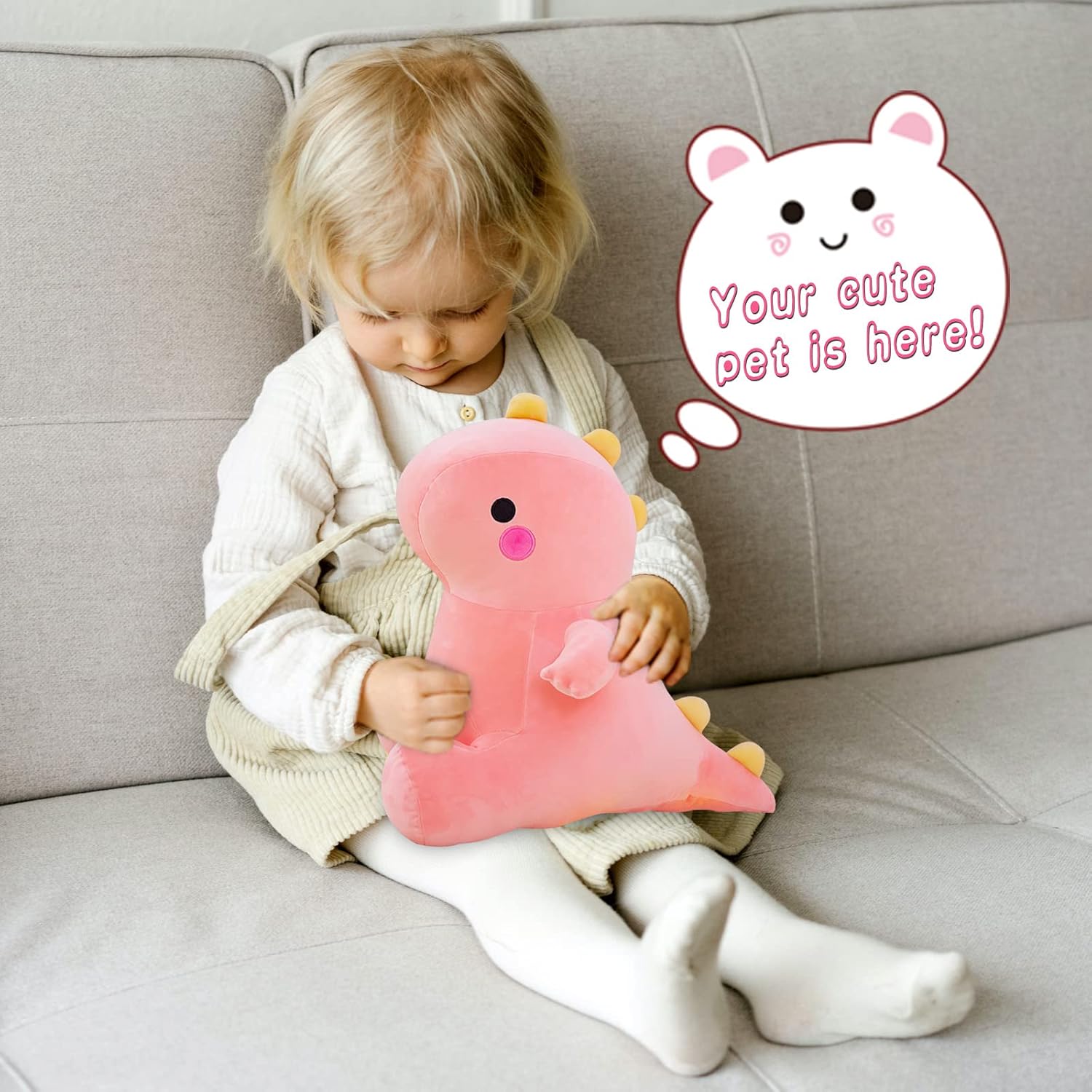 DUANMUL Cute Pink Dinosaur Plush Toy 8in