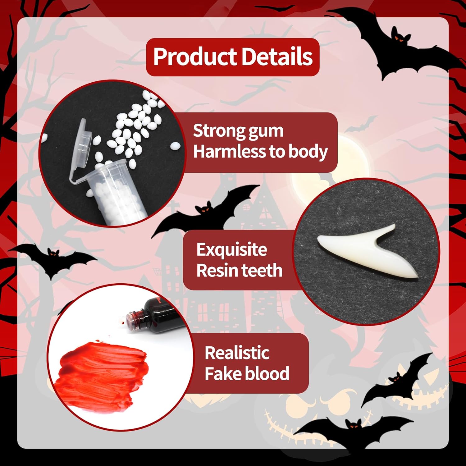 Pedenty Vampire Teeth Fake Fangs 3 Sizes 1