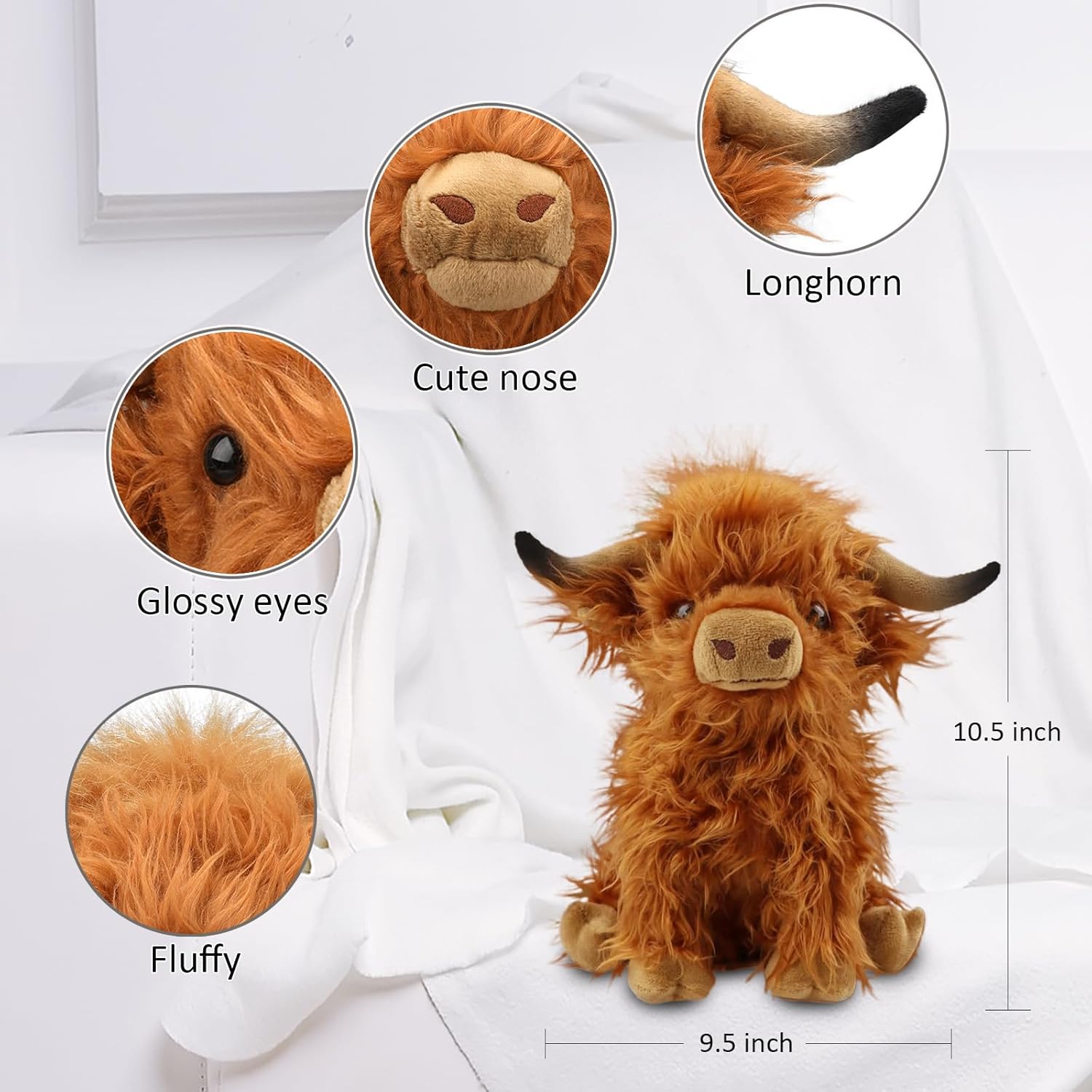 Rivoeis 105 Inch Highland Cow Plush Toy