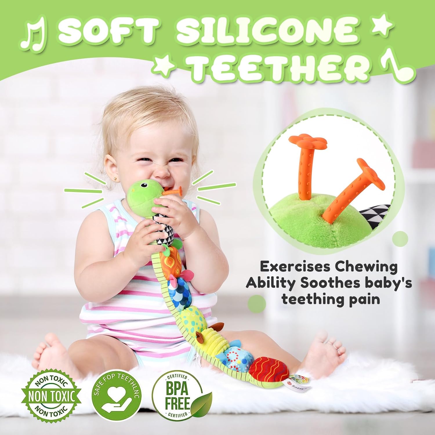 AWOTOY Musical Caterpillar Baby Toy for 0-12 Months