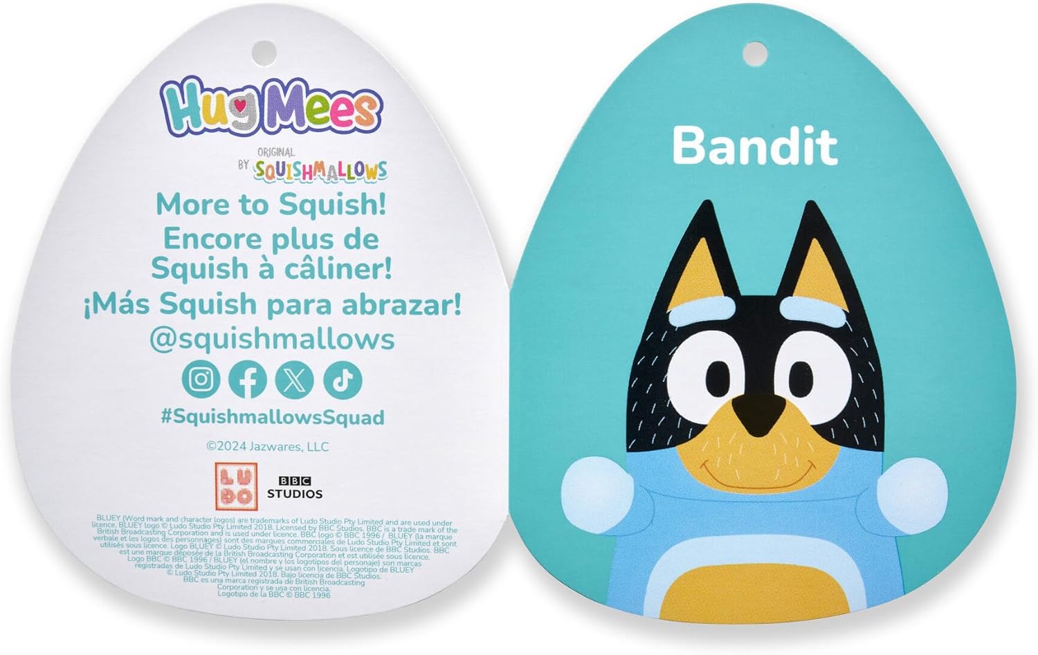 Squishmallows Original Bluey Bandit HugMees 10-Inch Plush 1