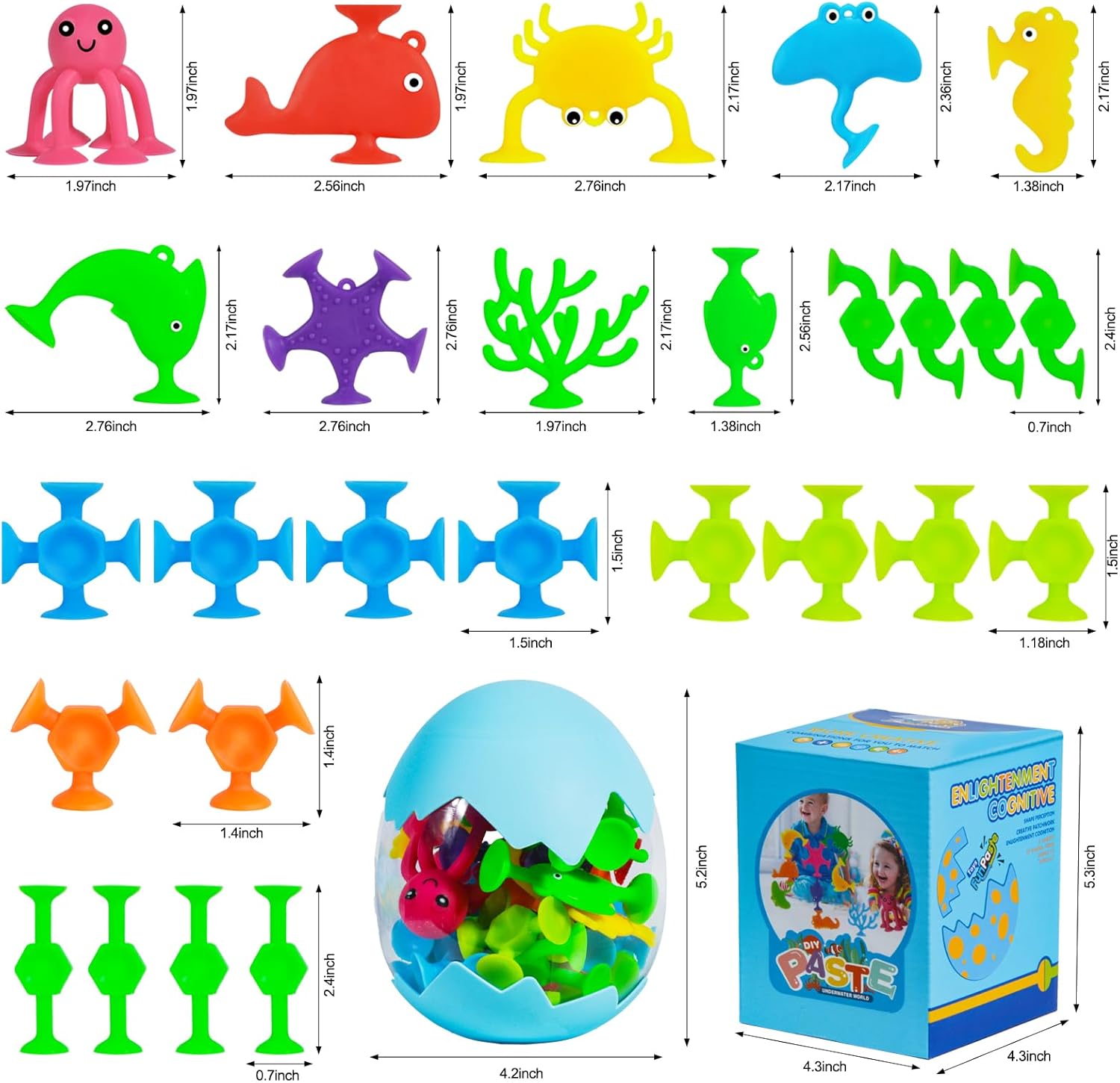 27 PCS Suction Cup Bath Toys for Kids Ages 4-8