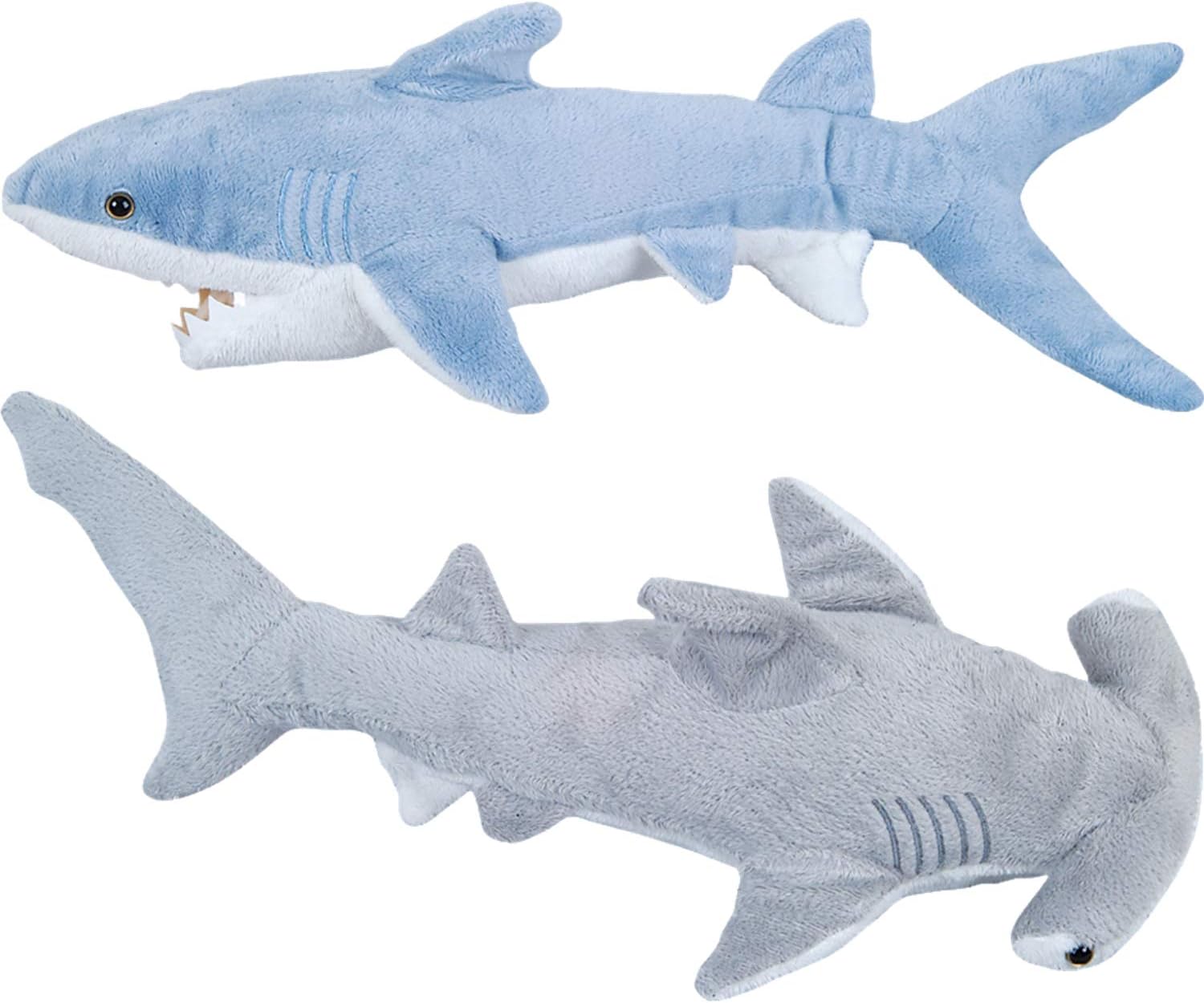 Bedwina Stuffed Animal Sharks - Pack of 2 14 Mako 13 Hammerhead Plush Toys