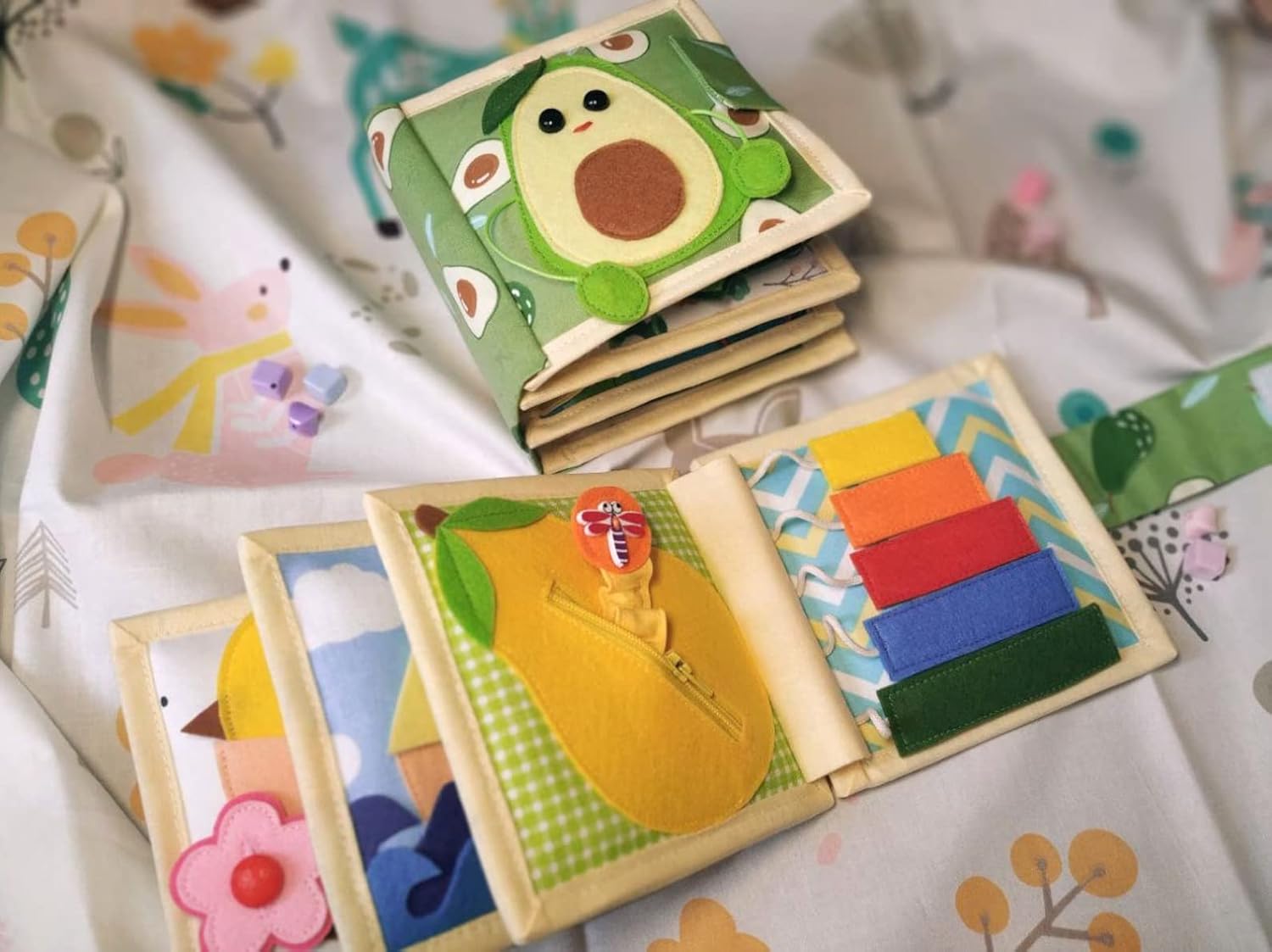 Avocado Quiet Baby Book Felt Montessori Toy