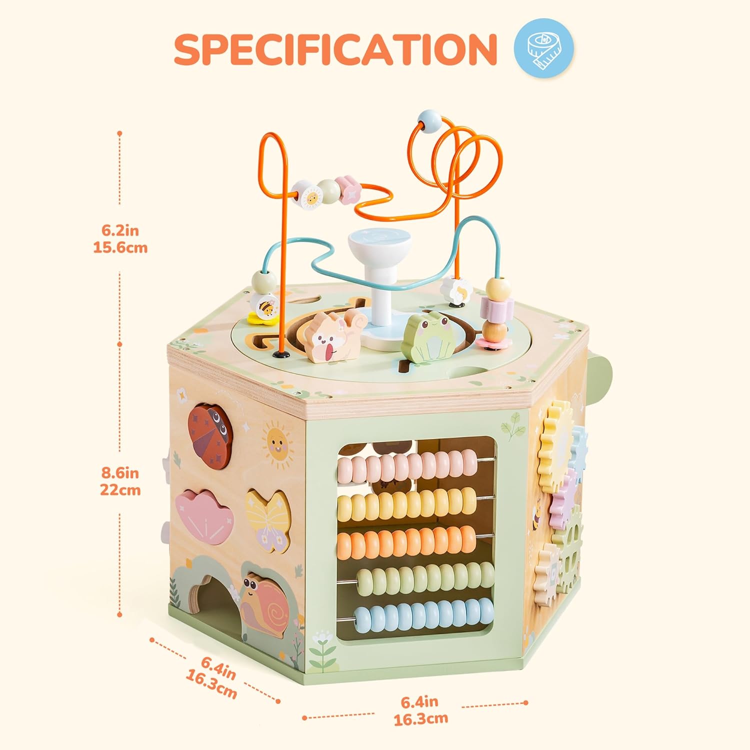 ROBUD Wooden Activity Cube 13-in-1 Montessori Toy for Toddlers