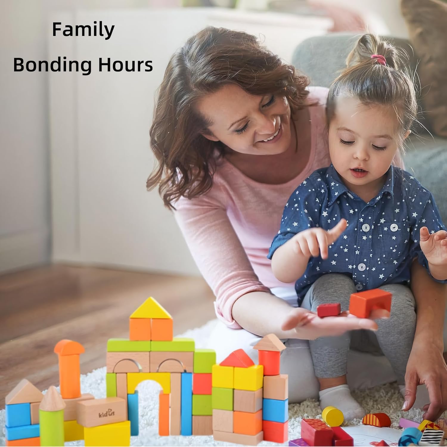 ZONXIE 80pcs Wooden Stacking Blocks for Toddlers 1