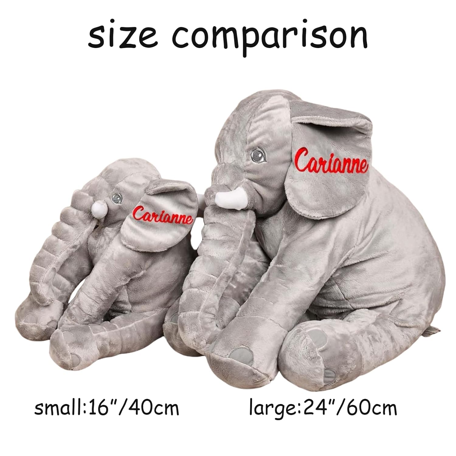 Personalized Plush Elephant Pillow with Name Embroidered